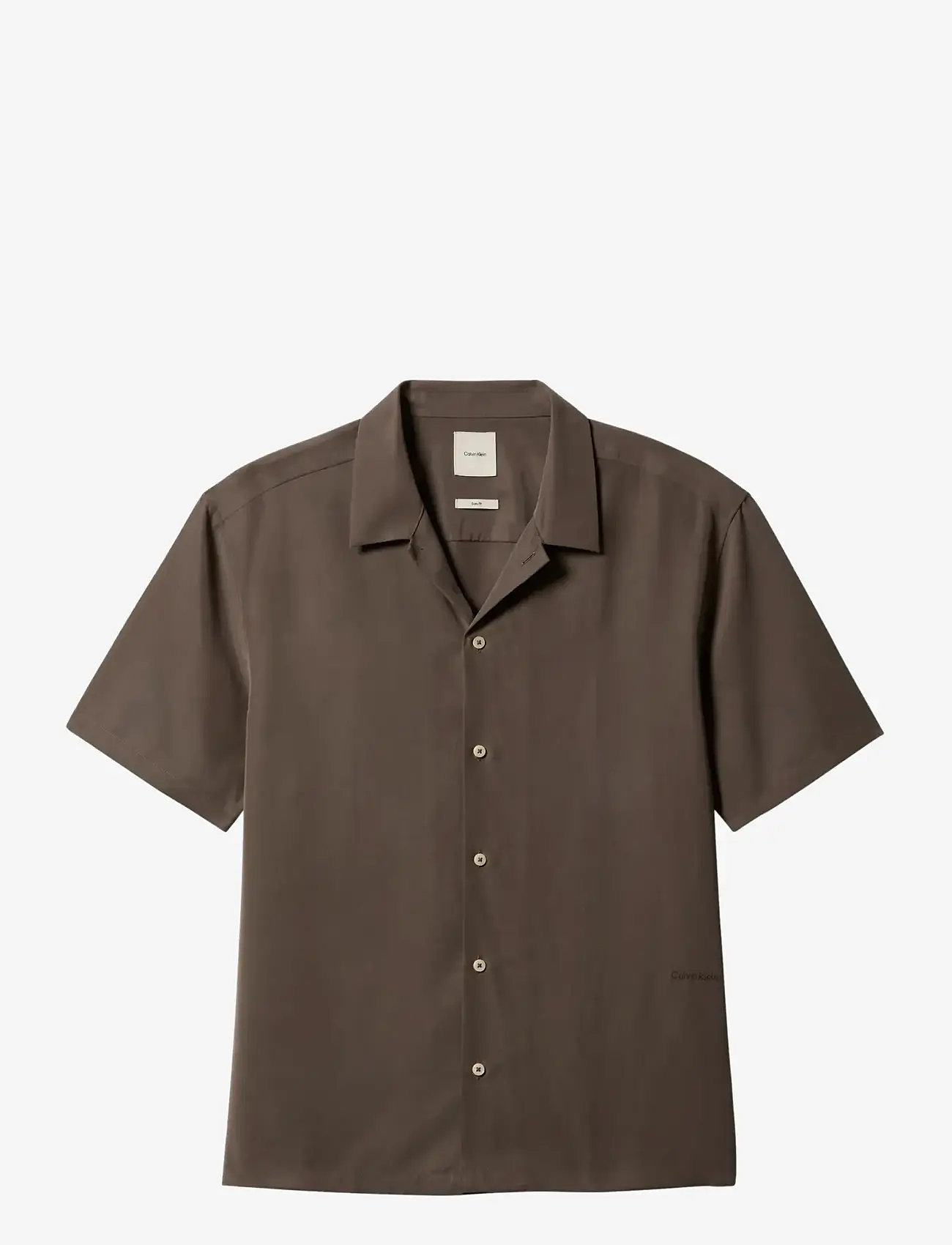 Calvin Klein - SS CAMP COLLAR DRAPEY LYOCELL EA - kortärmade skjortor - warm oak - 1