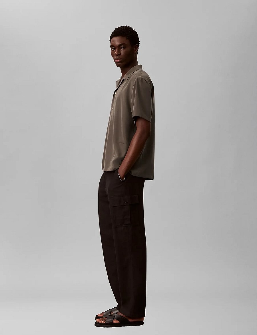 Calvin Klein - SS CAMP COLLAR DRAPEY LYOCELL EA - kortärmade skjortor - warm oak - 5