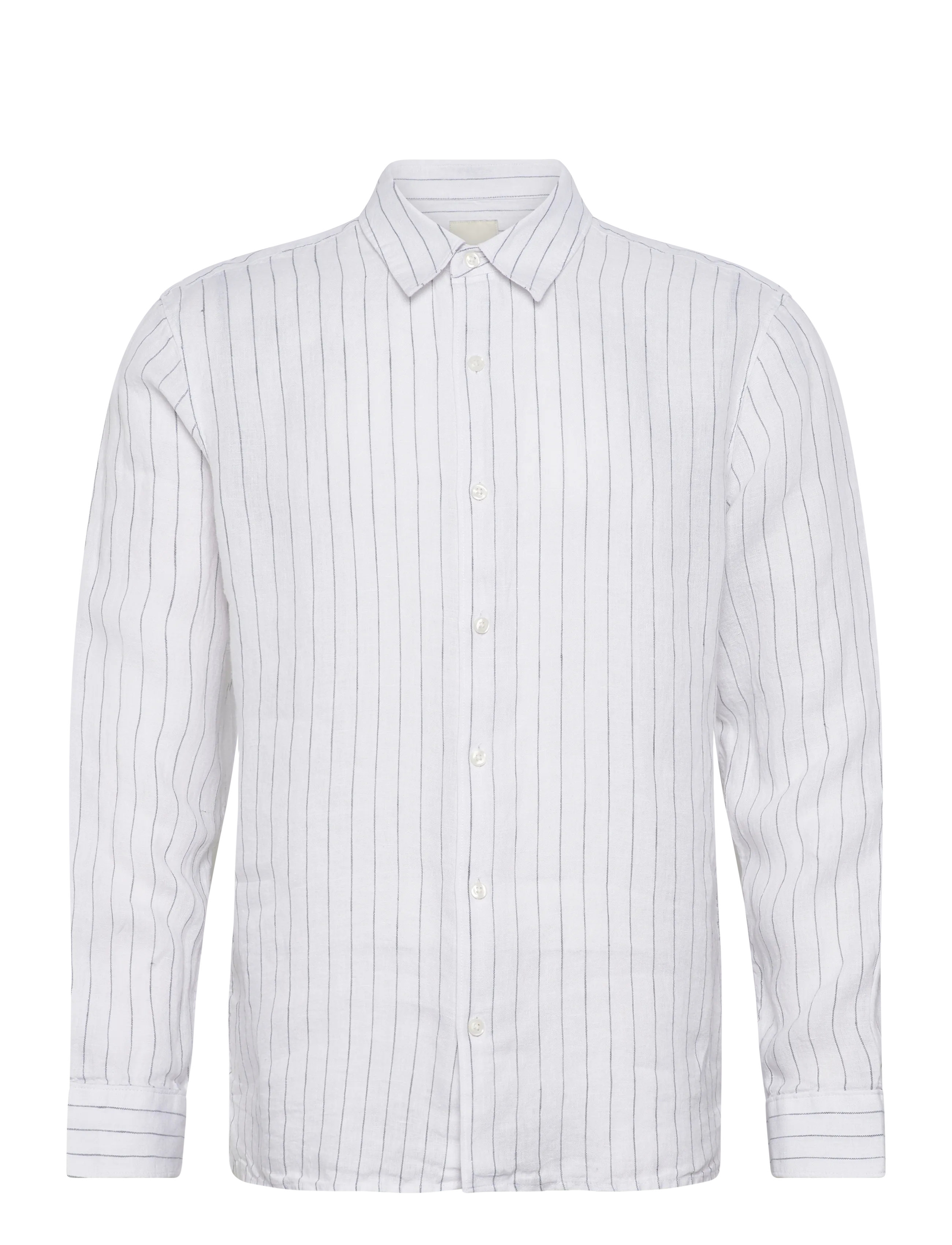 Calvin Klein LS YD PINSTRIPE LINEN CLASSIC SH - Hemden - BRILLIANT WHITE / white