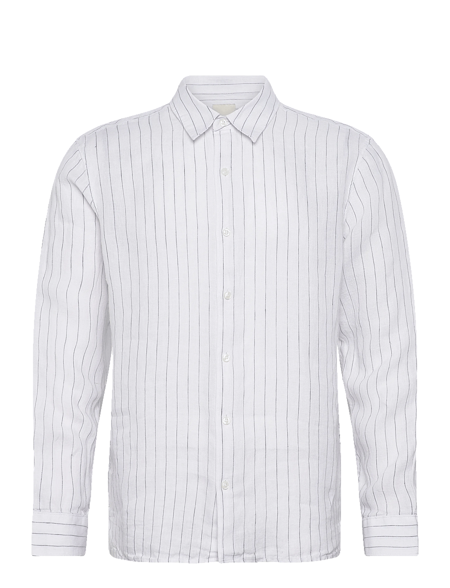 Calvin Klein - LS YD PINSTRIPE LINEN CLASSIC SH - gestreifte hemden - brilliant white - 1