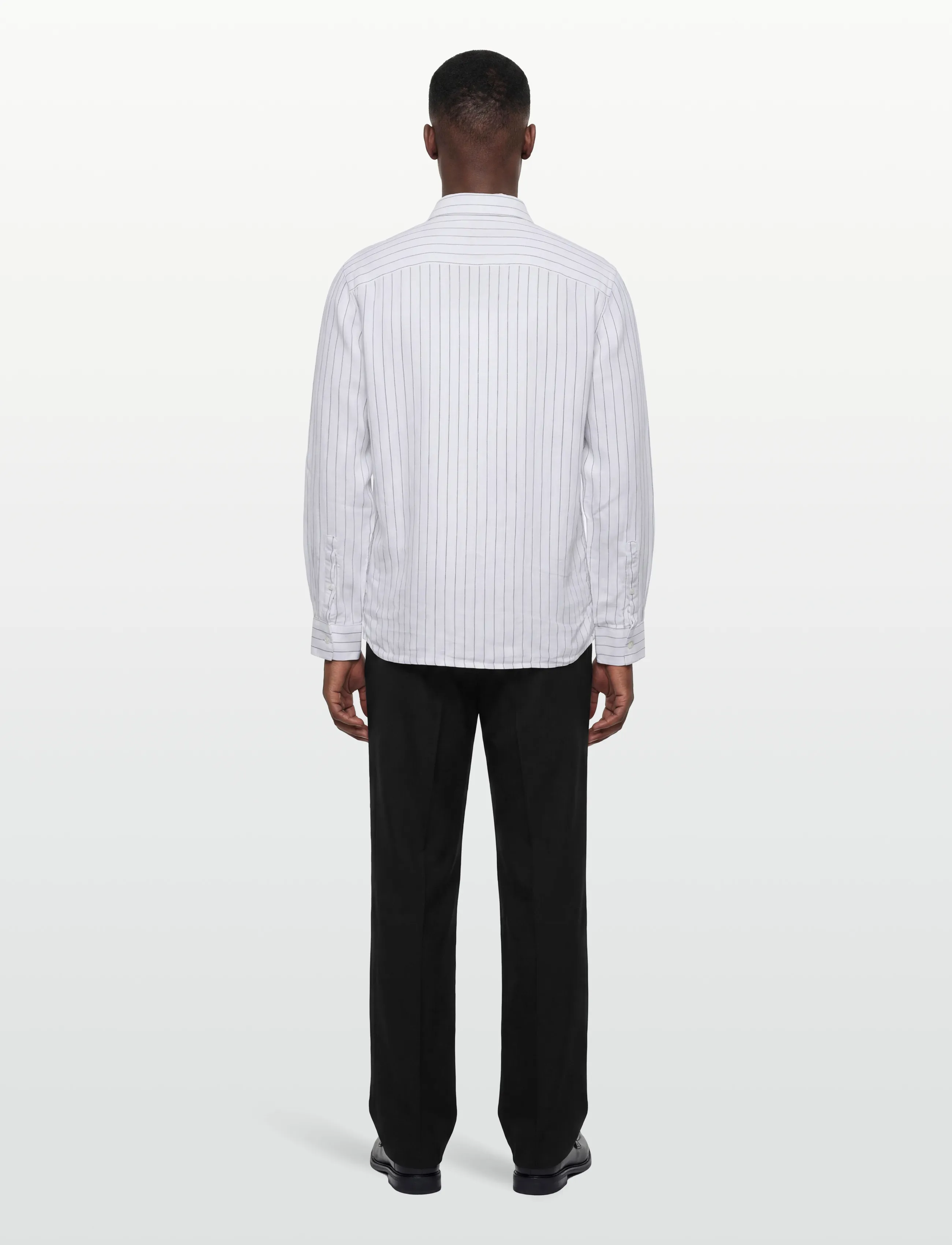 Calvin Klein - LS YD PINSTRIPE LINEN CLASSIC SH - stribede skjorter - brilliant white - 4
