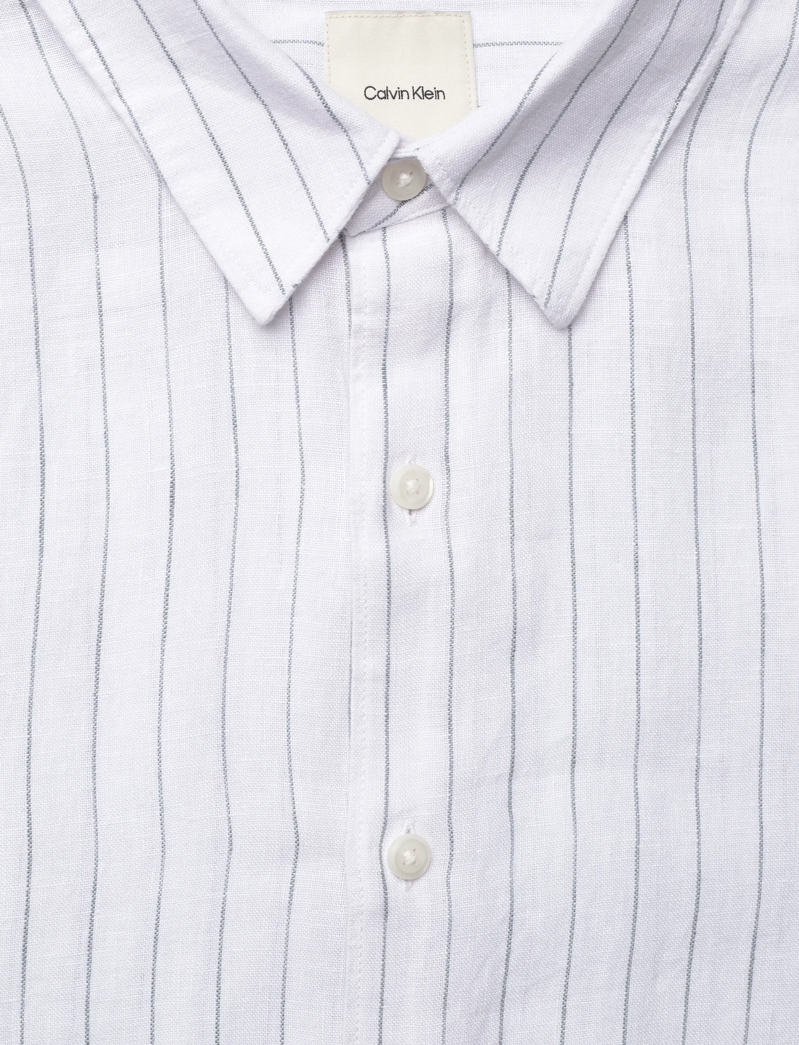 Calvin Klein - LS YD PINSTRIPE LINEN CLASSIC SH - stribede skjorter - brilliant white - 5