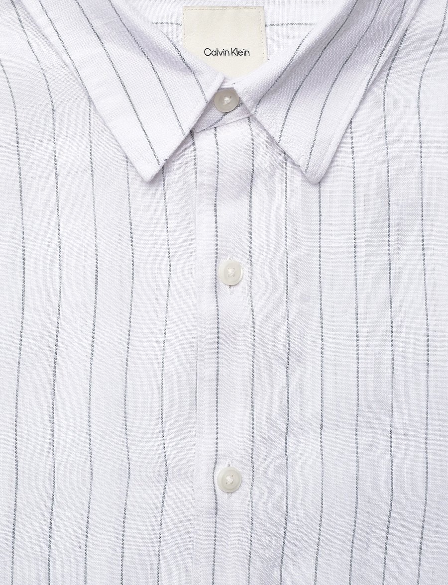 Calvin Klein - LS YD PINSTRIPE LINEN CLASSIC SH - gestreifte hemden - brilliant white - 5