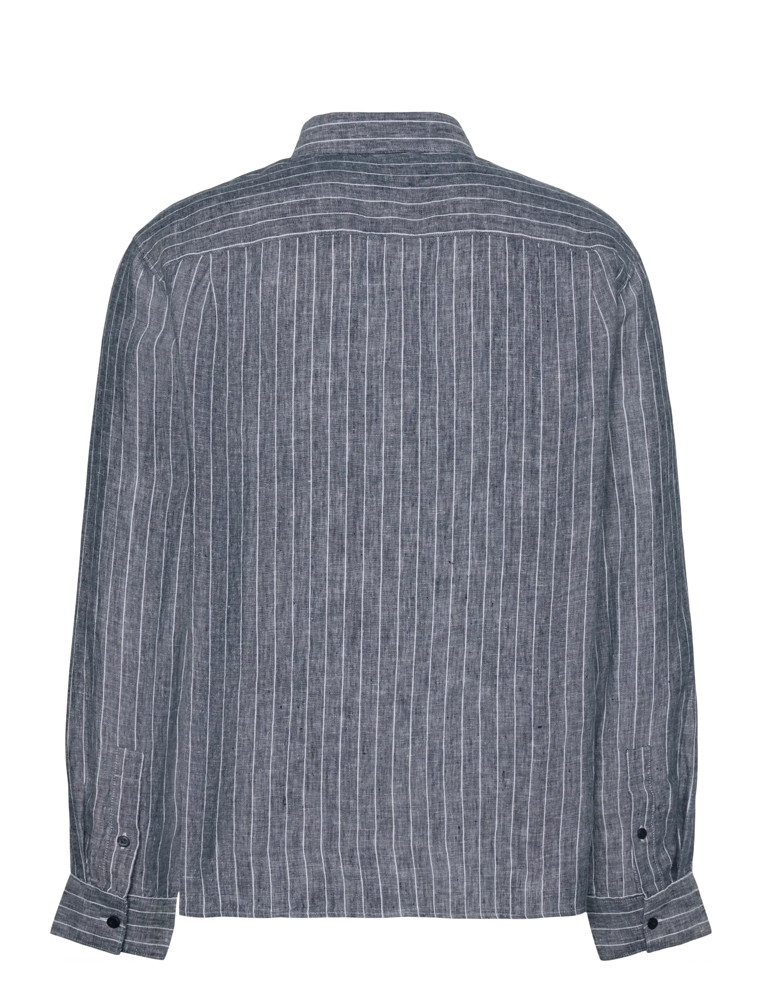 Calvin Klein - LS YD PINSTRIPE LINEN CLASSIC SH - stribede skjorter - navy stone - 2