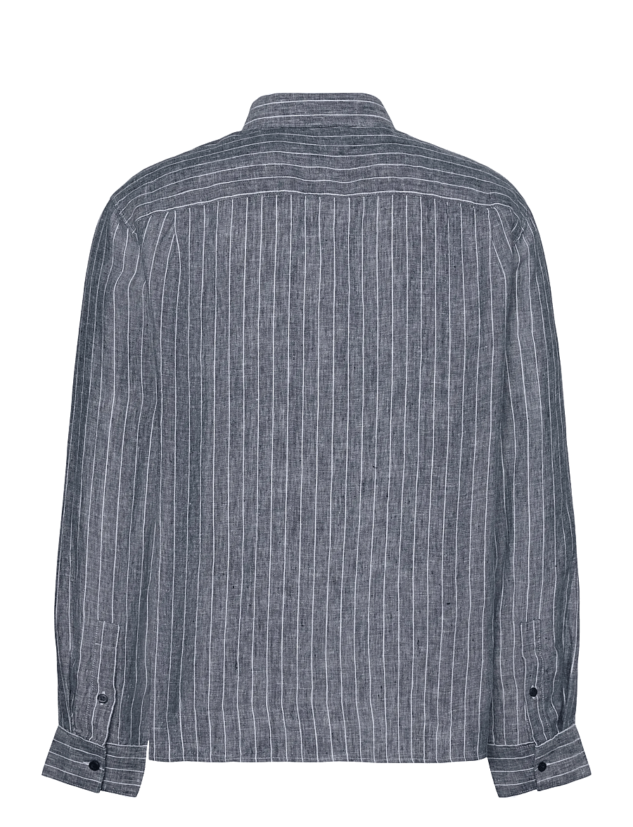 Calvin Klein - LS YD PINSTRIPE LINEN CLASSIC SH - gestreifte hemden - navy stone - 2