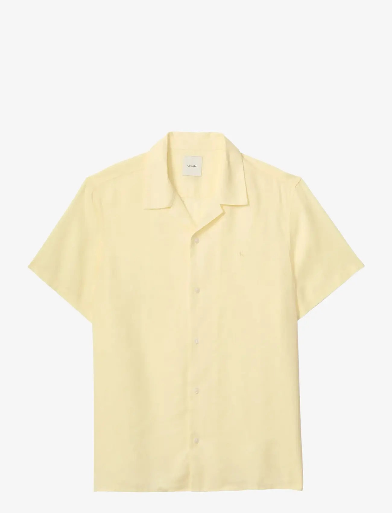 Calvin Klein - SS CAMP COLLAR SOLID LINEN CLASS - kortärmade skjortor - anise flower - 1