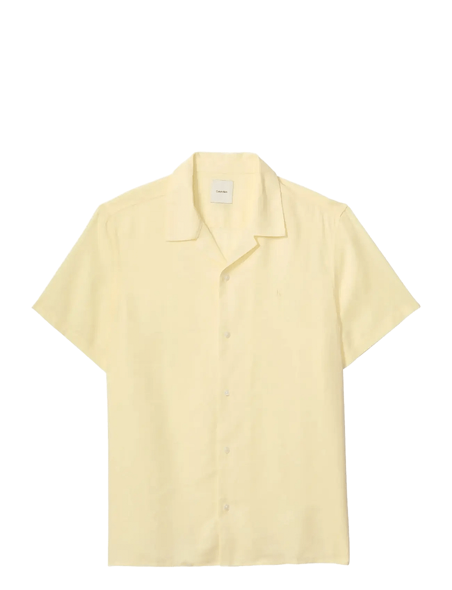Calvin Klein - SS CAMP COLLAR SOLID LINEN CLASS - kortärmade skjortor - anise flower - 1