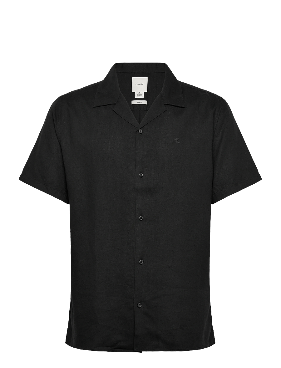 Calvin Klein - SS CAMP COLLAR SOLID LINEN CLASS - kurzarmhemden - black - 1