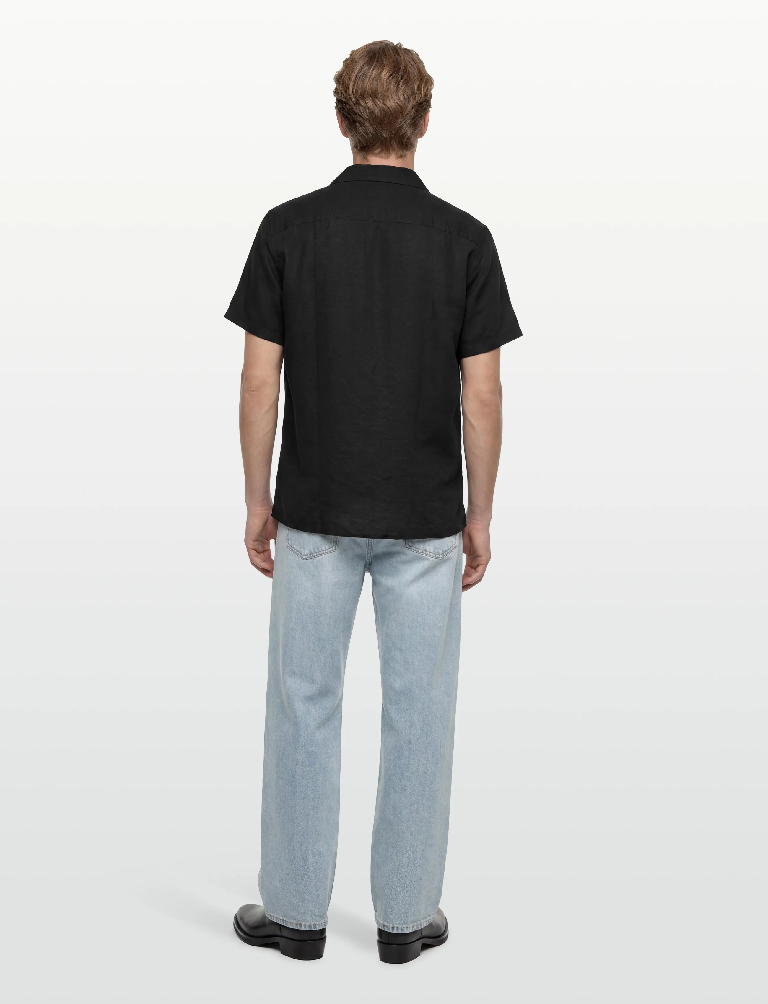 Calvin Klein - SS CAMP COLLAR SOLID LINEN CLASS - lühikeste varrukatega särgid - black - 4