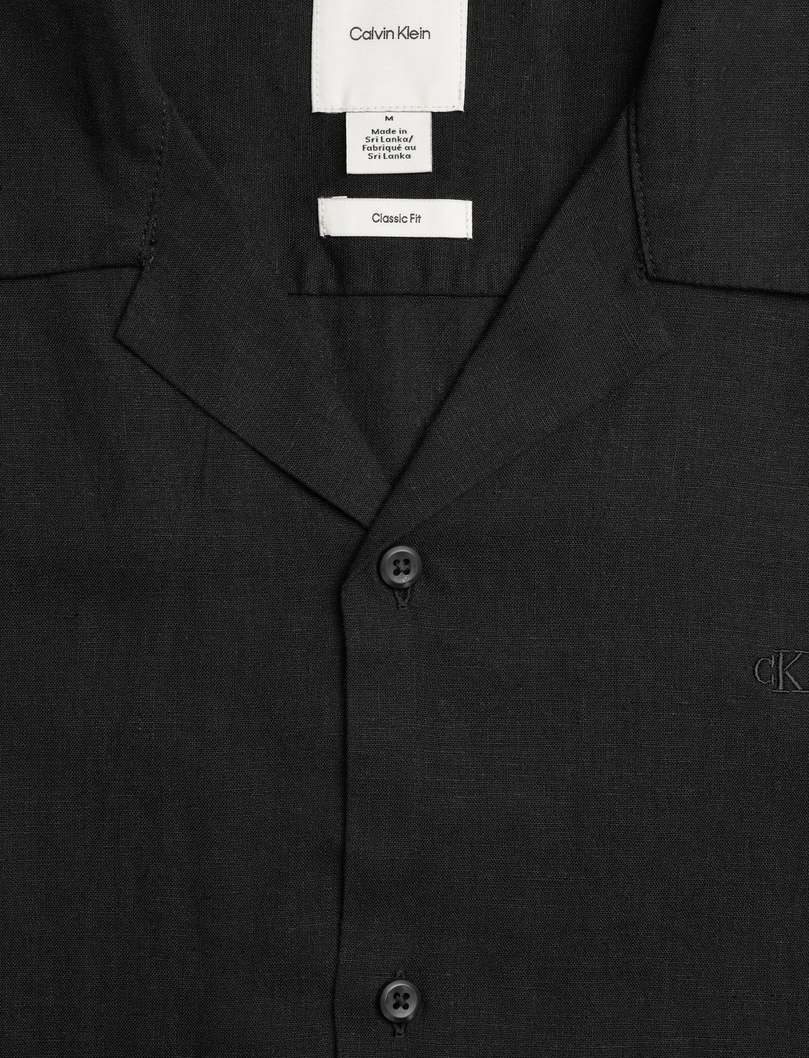 Calvin Klein - SS CAMP COLLAR SOLID LINEN CLASS - lühikeste varrukatega särgid - black - 5