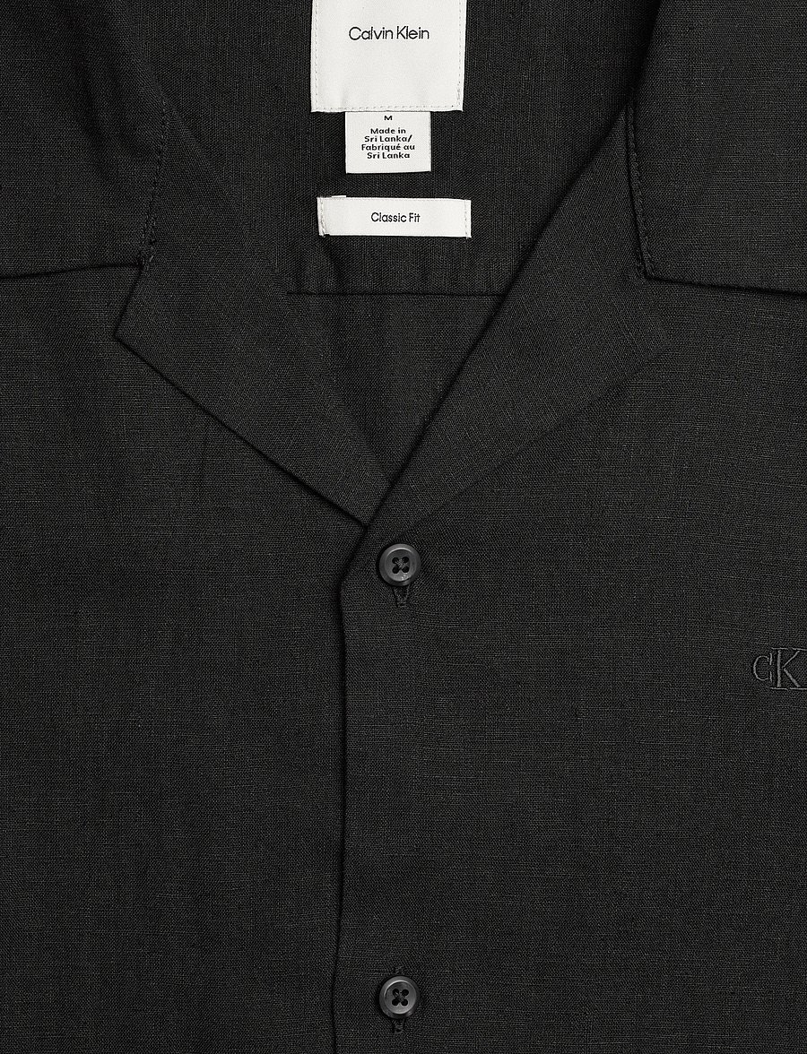 Calvin Klein - SS CAMP COLLAR SOLID LINEN CLASS - kurzarmhemden - black - 5