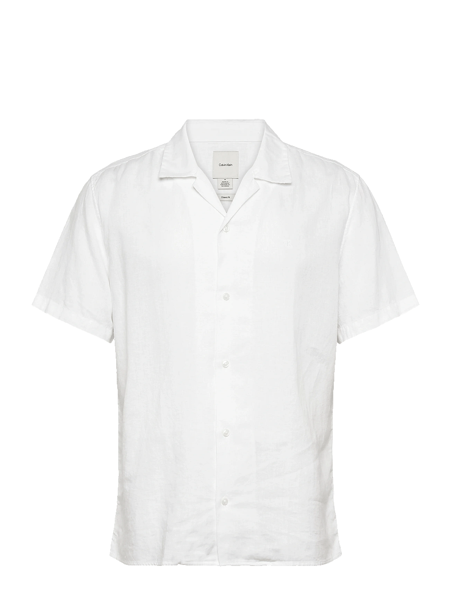Calvin Klein - SS CAMP COLLAR SOLID LINEN CLASS - lühikeste varrukatega särgid - brilliant white - 1