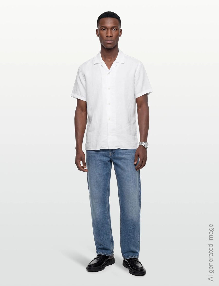 Calvin Klein - SS CAMP COLLAR SOLID LINEN CLASS - lühikeste varrukatega särgid - brilliant white - 0