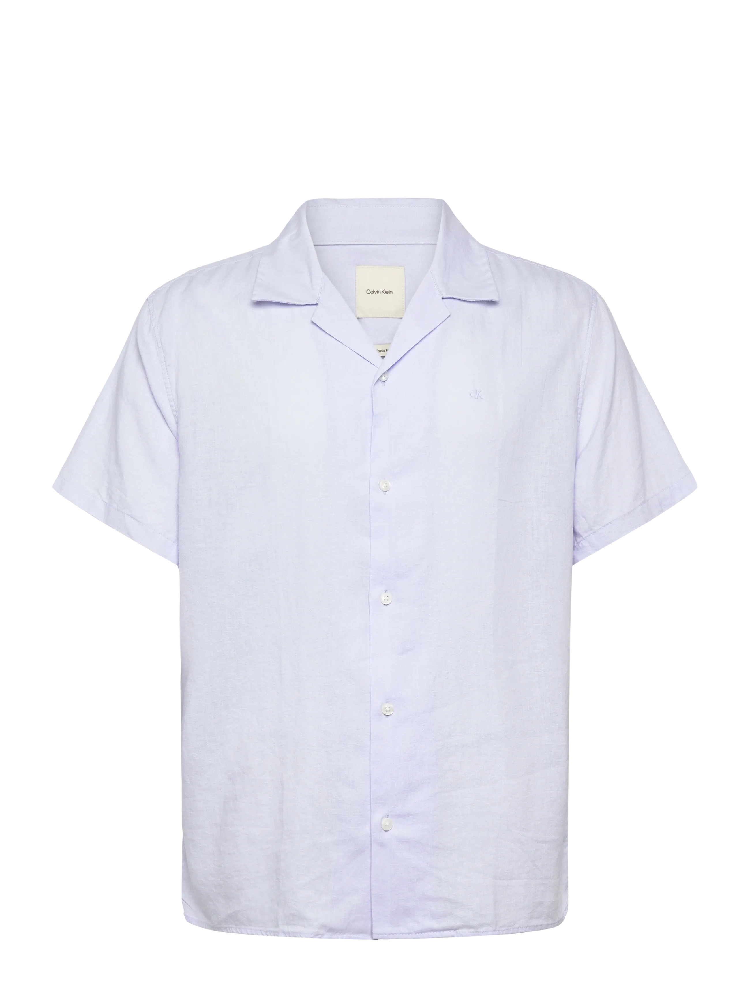 Calvin Klein SS CAMP COLLAR SOLID LINEN CLASS - Kurzarmhemden - HEAVENLY IRIS / blue