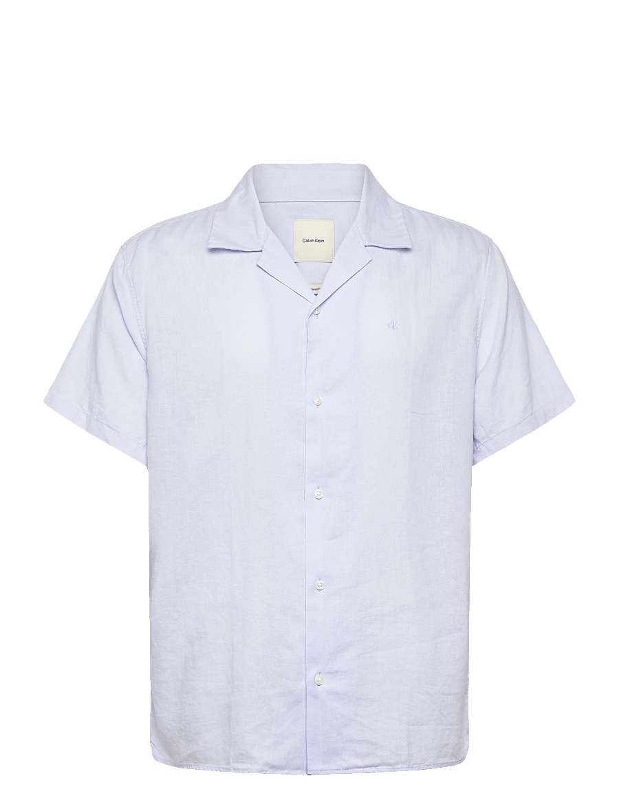 Calvin Klein - SS CAMP COLLAR SOLID LINEN CLASS - kortärmade skjortor - heavenly iris - 1