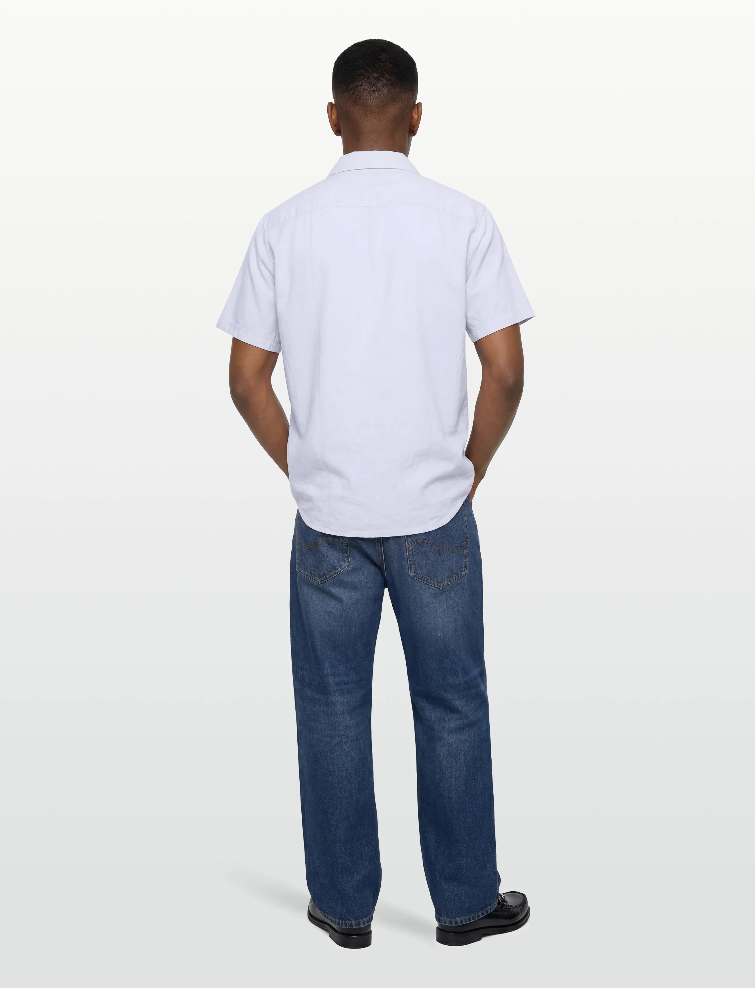 Calvin Klein - SS CAMP COLLAR SOLID LINEN CLASS - kurzarmhemden - heavenly iris - 4
