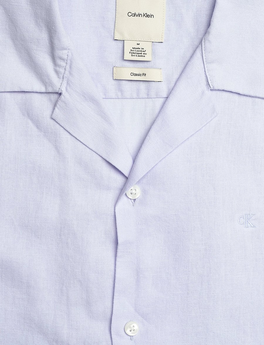Calvin Klein - SS CAMP COLLAR SOLID LINEN CLASS - kortärmade skjortor - heavenly iris - 5