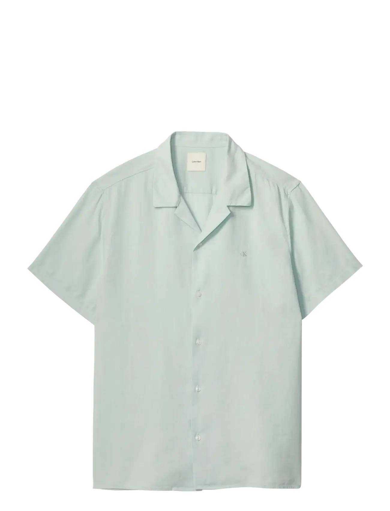 CALVIN KLEIN Ss Camp Collar Solid Linen Class Grün - L - Herren