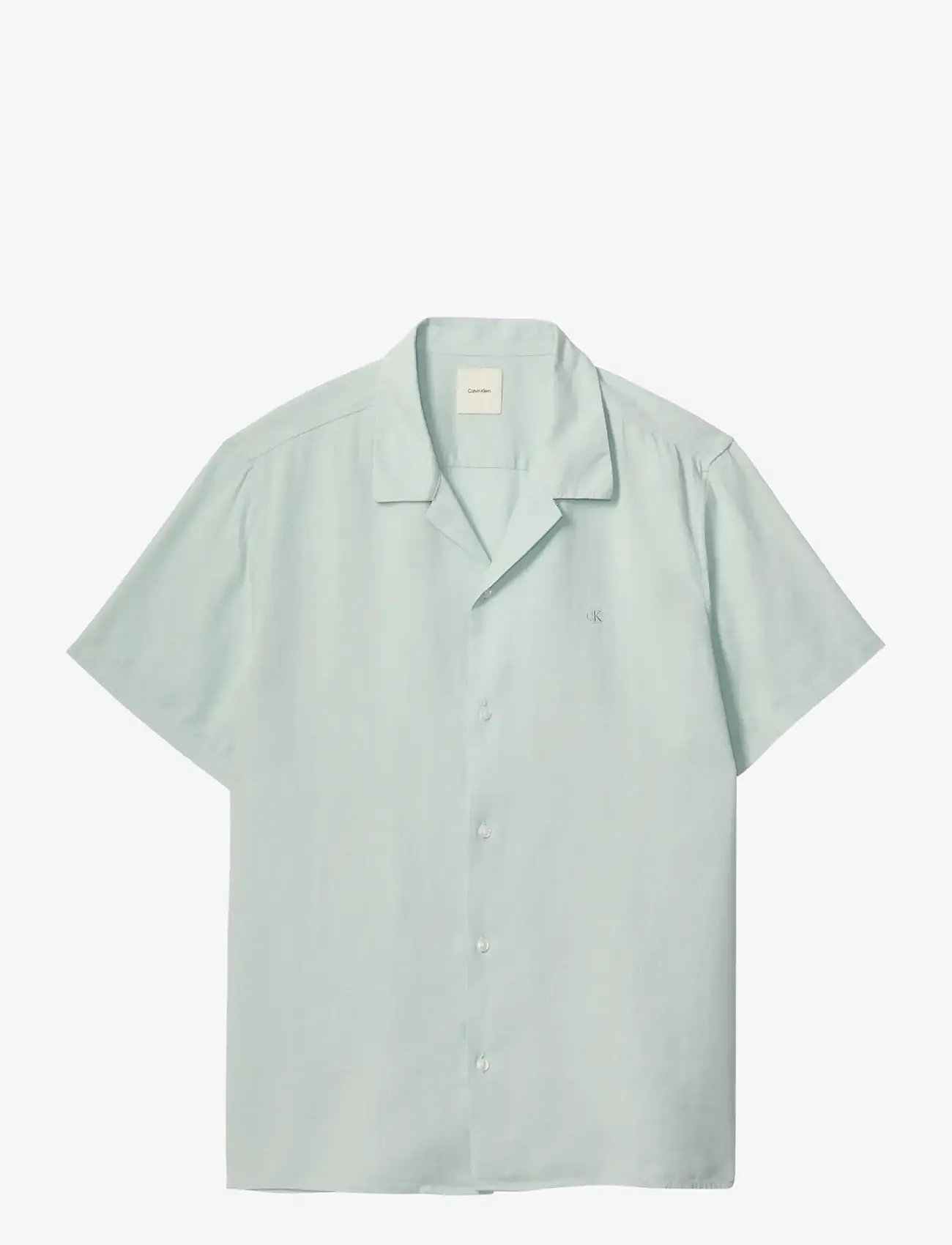Calvin Klein - SS CAMP COLLAR SOLID LINEN CLASS - short-sleeved shirts - pale meadow - 1
