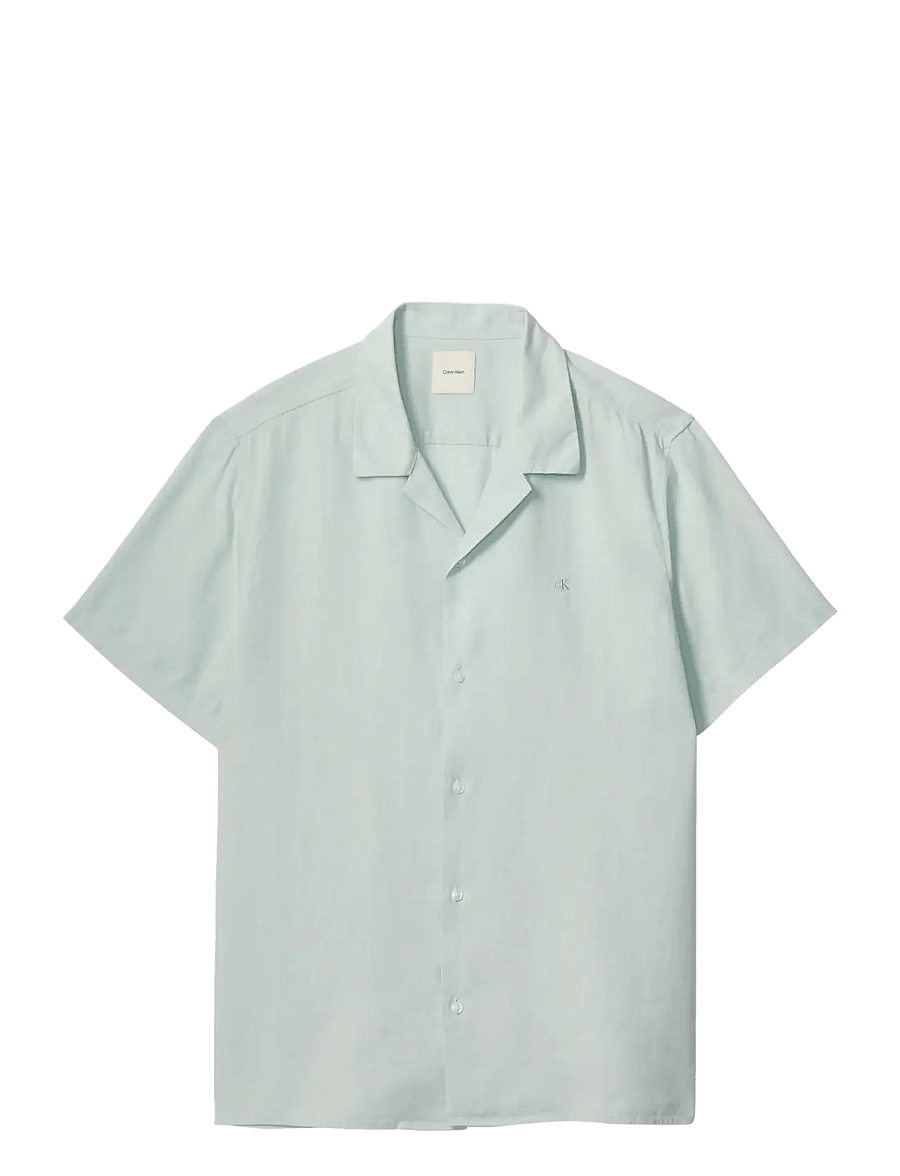 Calvin Klein - SS CAMP COLLAR SOLID LINEN CLASS - short-sleeved shirts - pale meadow - 1