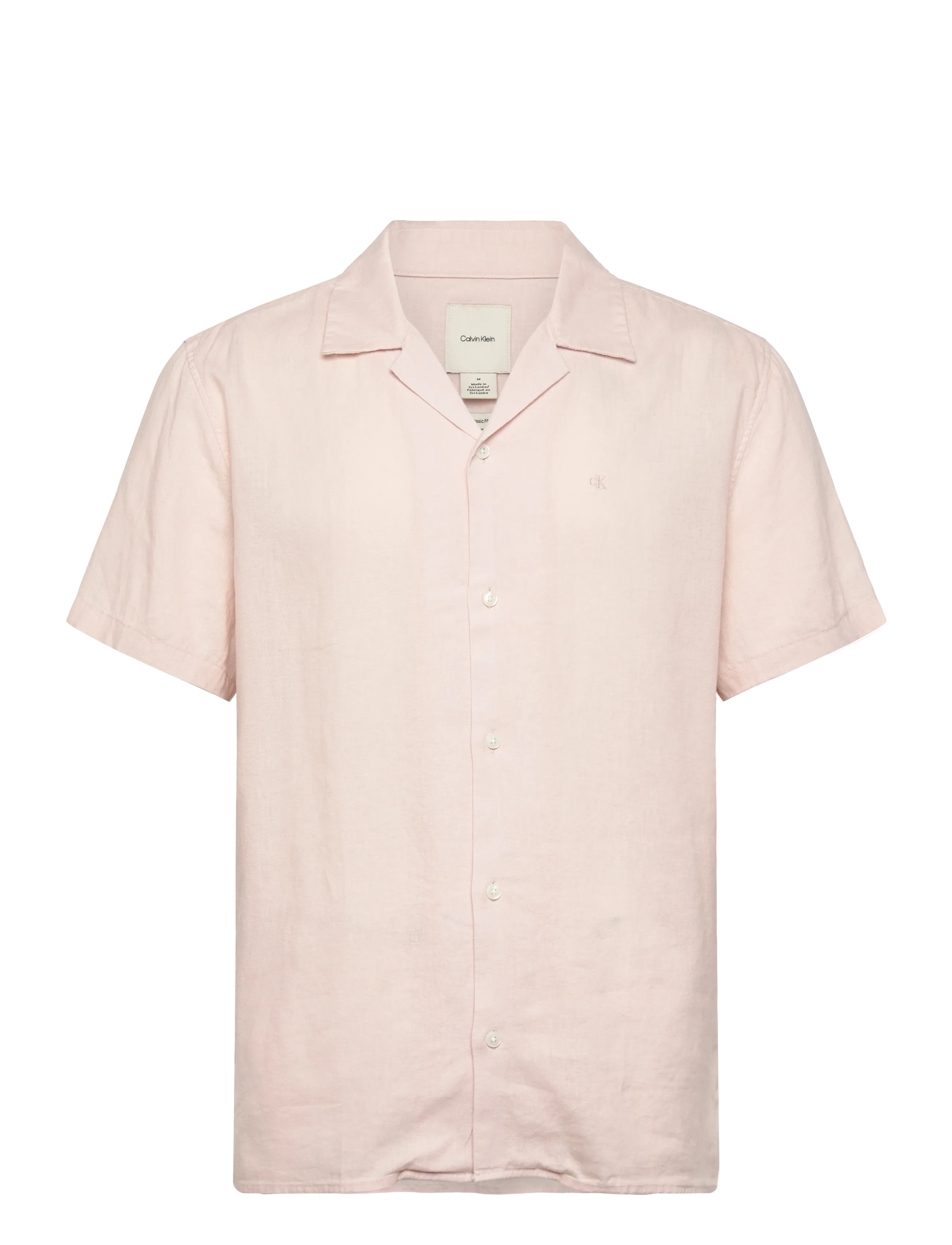 Calvin Klein SS CAMP COLLAR SOLID LINEN CLASS - Short-sleeved shirts - PRAIRIE PEACH / pink/rose