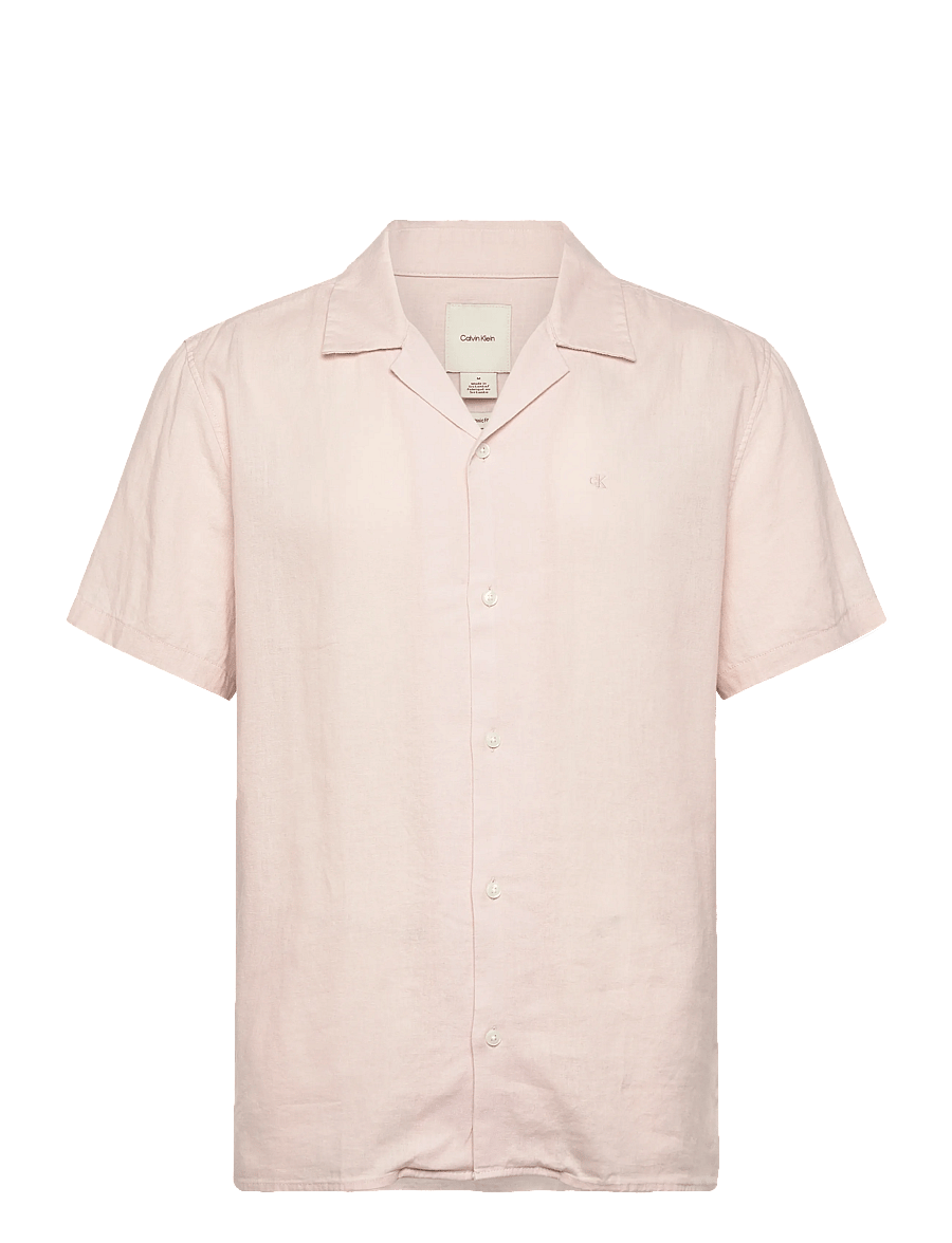Calvin Klein - SS CAMP COLLAR SOLID LINEN CLASS - kortærmede skjorter - prairie peach - 1