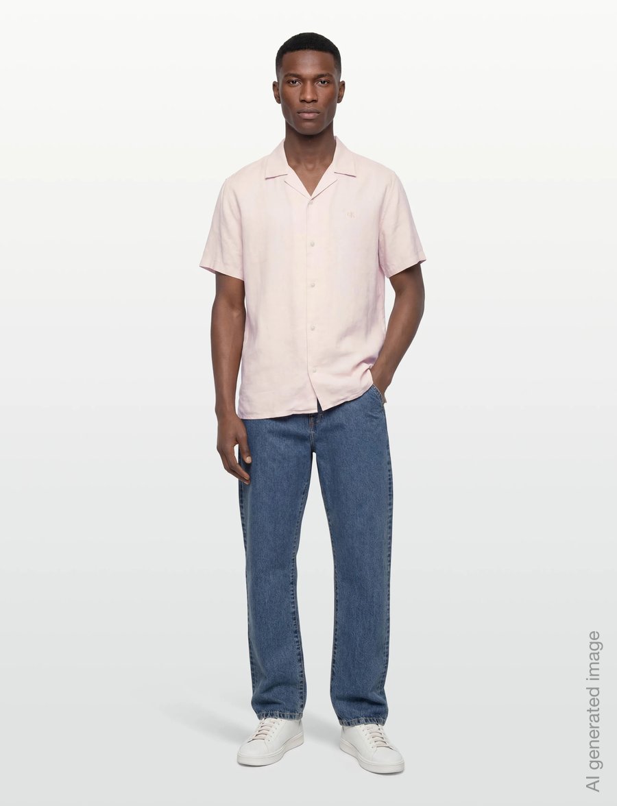 Calvin Klein - SS CAMP COLLAR SOLID LINEN CLASS - kortærmede skjorter - prairie peach - 0