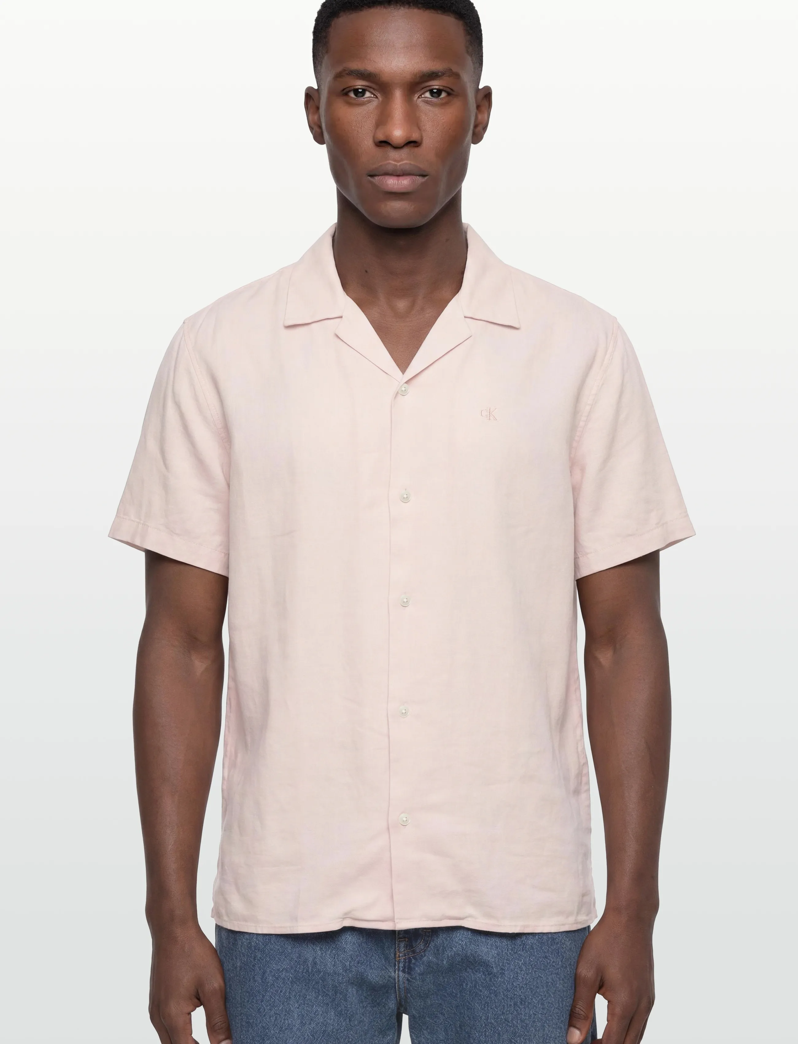 Calvin Klein - SS CAMP COLLAR SOLID LINEN CLASS - kurzarmhemden - prairie peach - 3