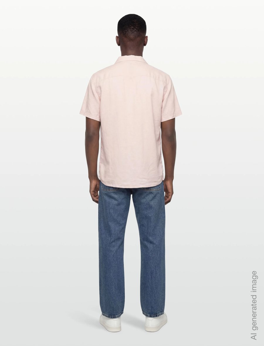 Calvin Klein - SS CAMP COLLAR SOLID LINEN CLASS - kortærmede skjorter - prairie peach - 4