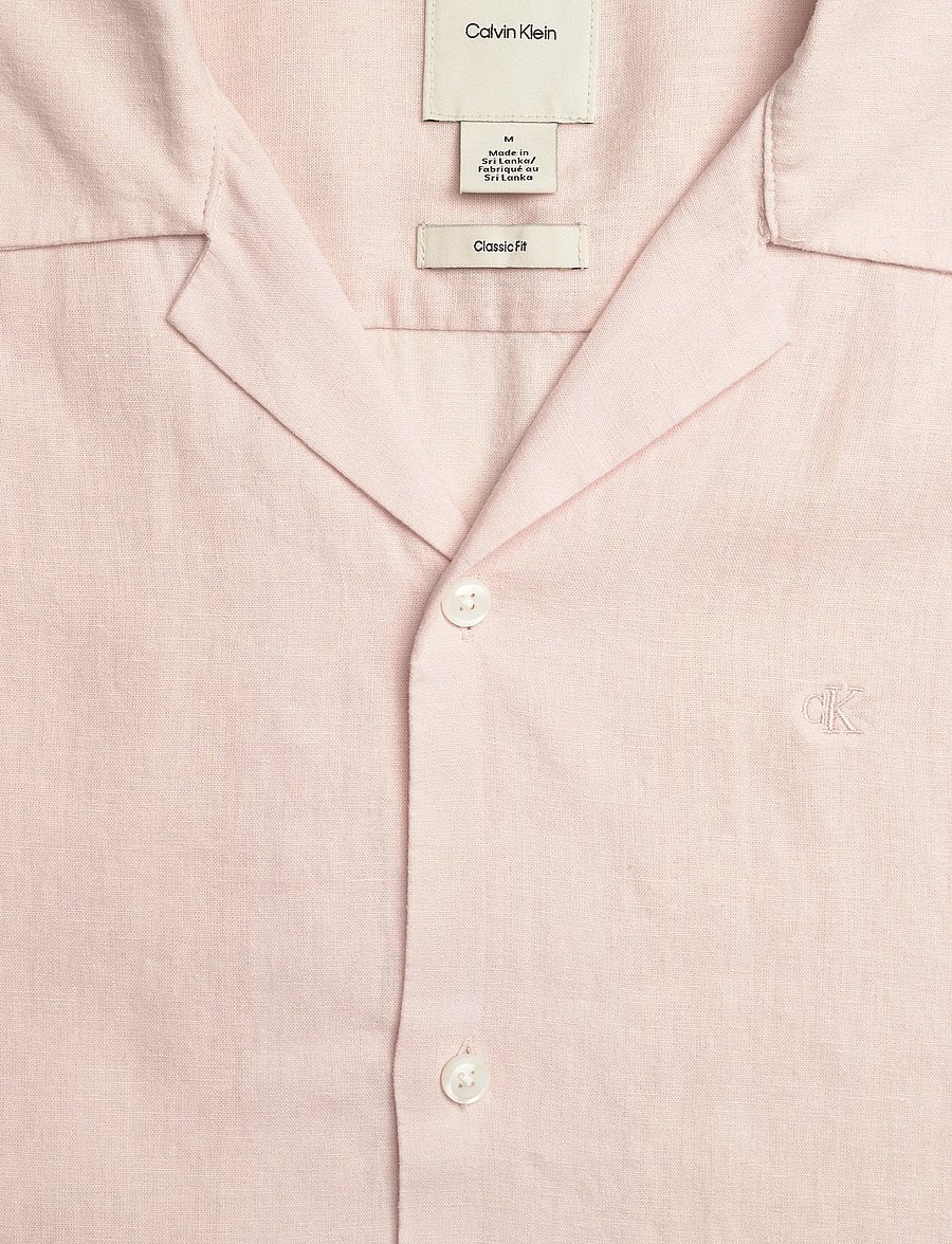 Calvin Klein - SS CAMP COLLAR SOLID LINEN CLASS - kortærmede skjorter - prairie peach - 5