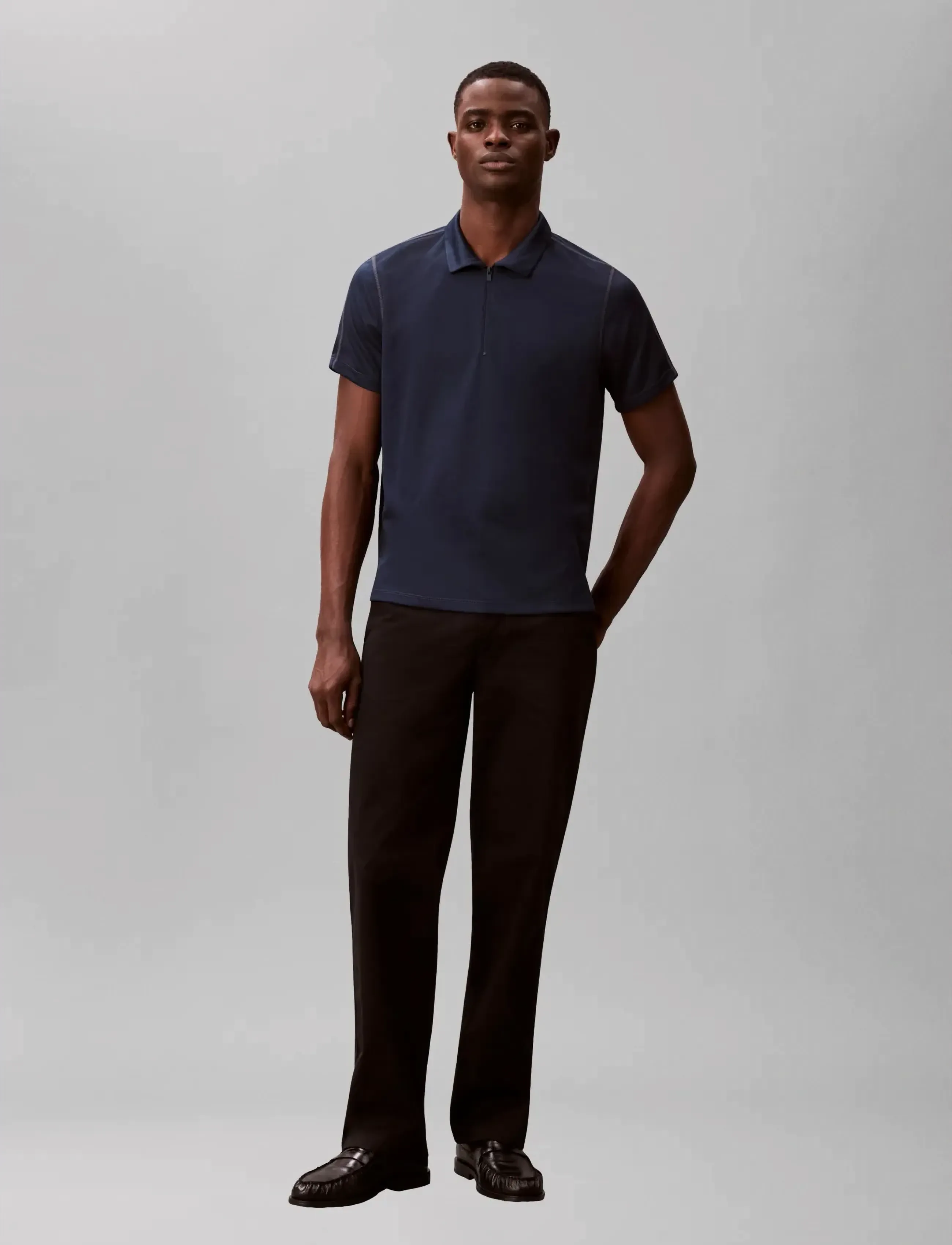 Calvin Klein SS SLIM STRETCH MESH PIQUE POLO - Business - DARK SAPPHIRE / navy