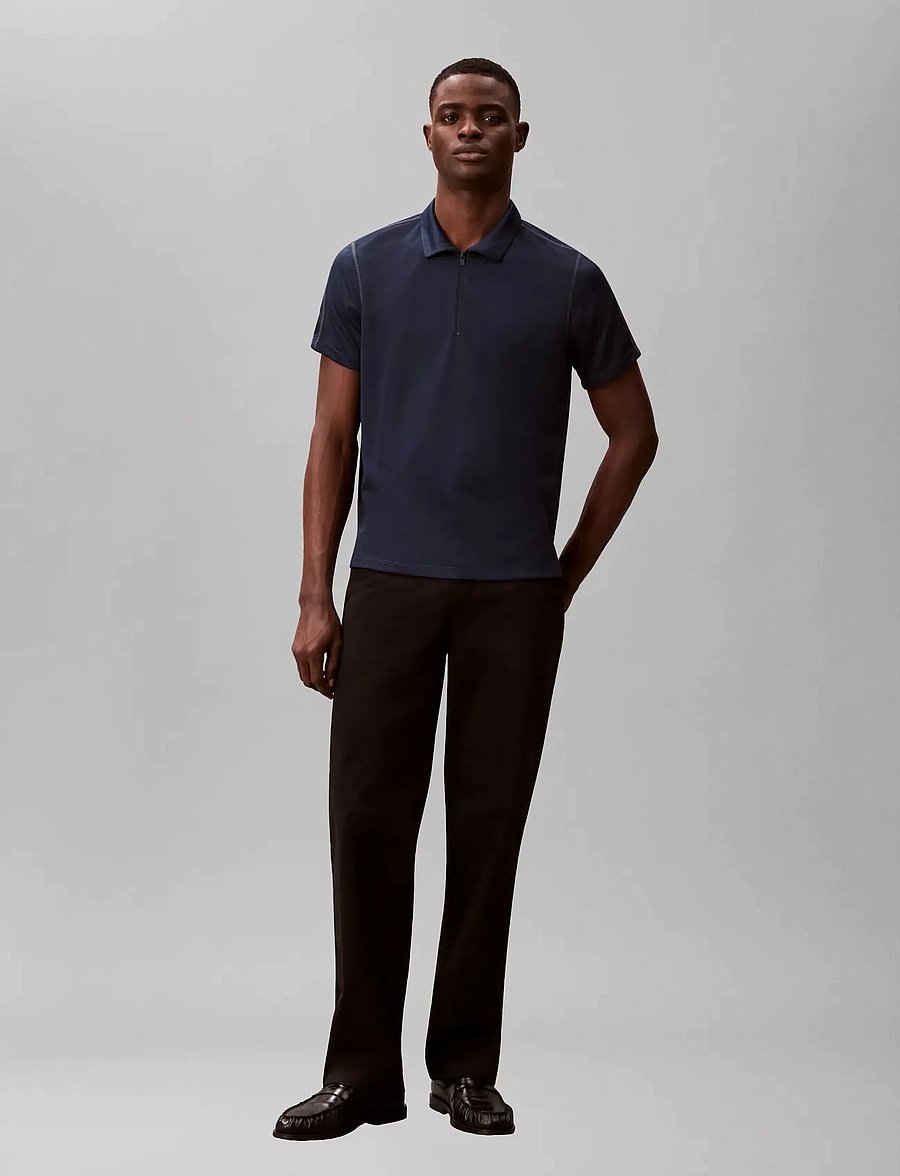 Calvin Klein - SS SLIM STRETCH MESH PIQUE POLO - kortärmade pikéer - dark sapphire - 0