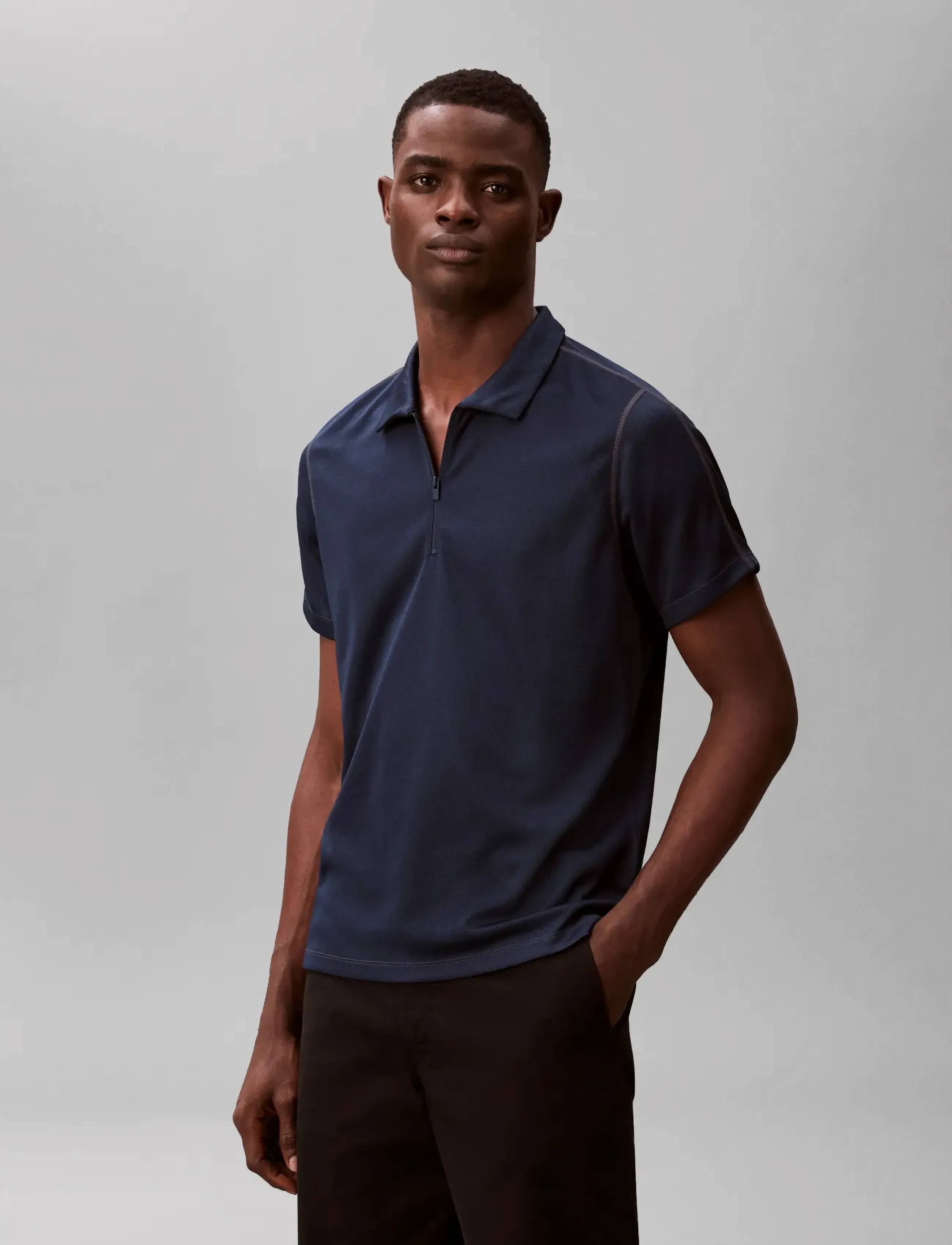 Calvin Klein - SS SLIM STRETCH MESH PIQUE POLO - kortærmede poloer - dark sapphire - 3