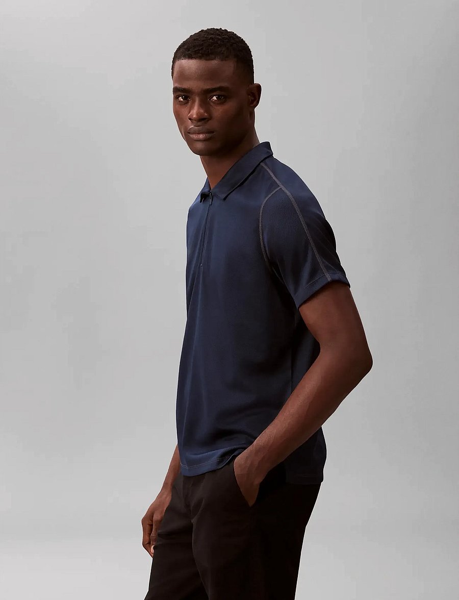 Calvin Klein - SS SLIM STRETCH MESH PIQUE POLO - kortärmade pikéer - dark sapphire - 4