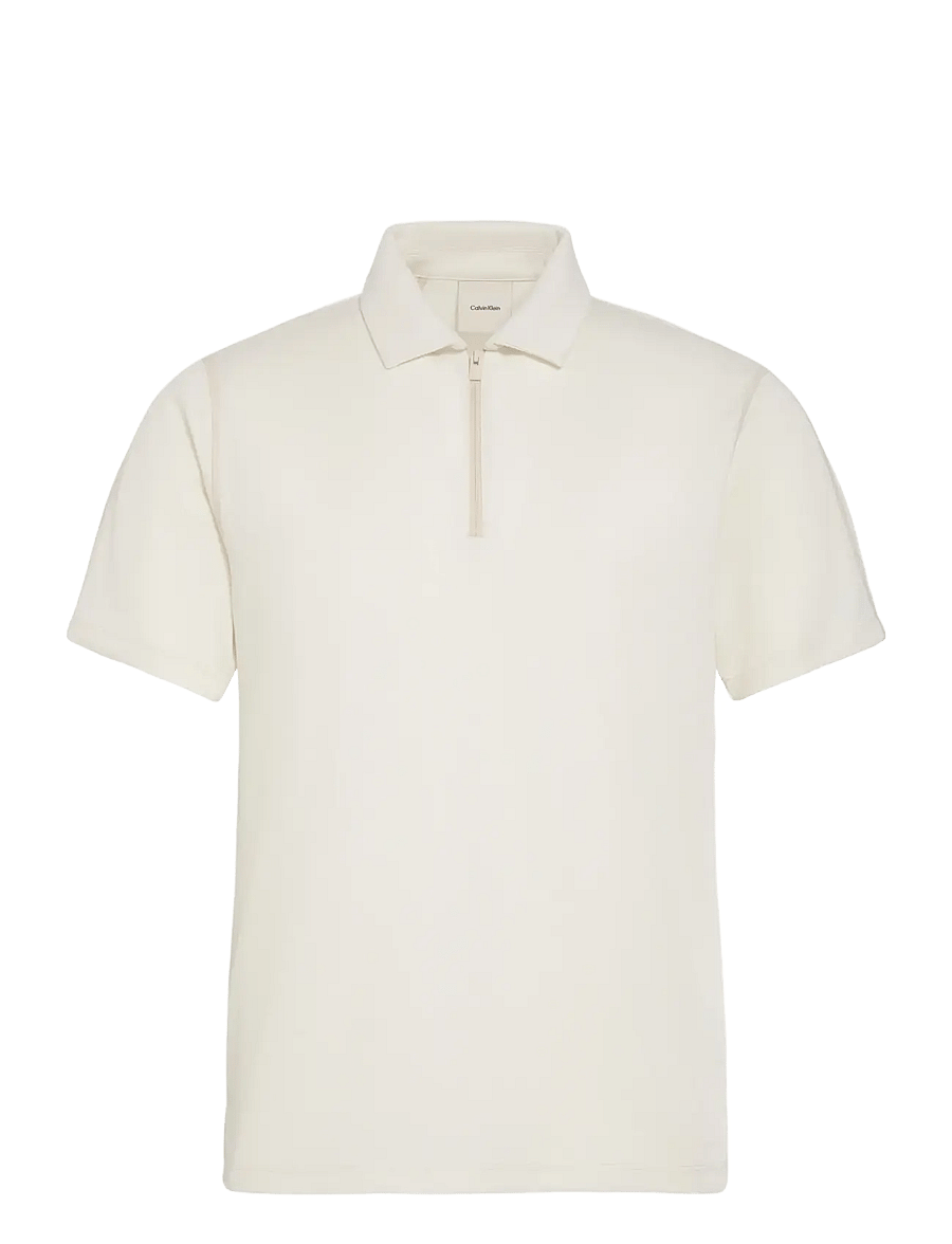 Calvin Klein - SS SLIM STRETCH MESH PIQUE POLO - kortärmade pikéer - tofu - 1