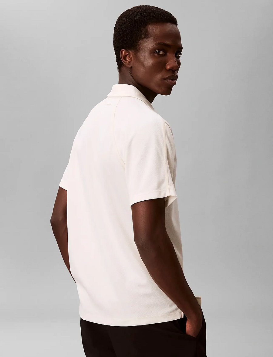 Calvin Klein - SS SLIM STRETCH MESH PIQUE POLO - kortärmade pikéer - tofu - 2