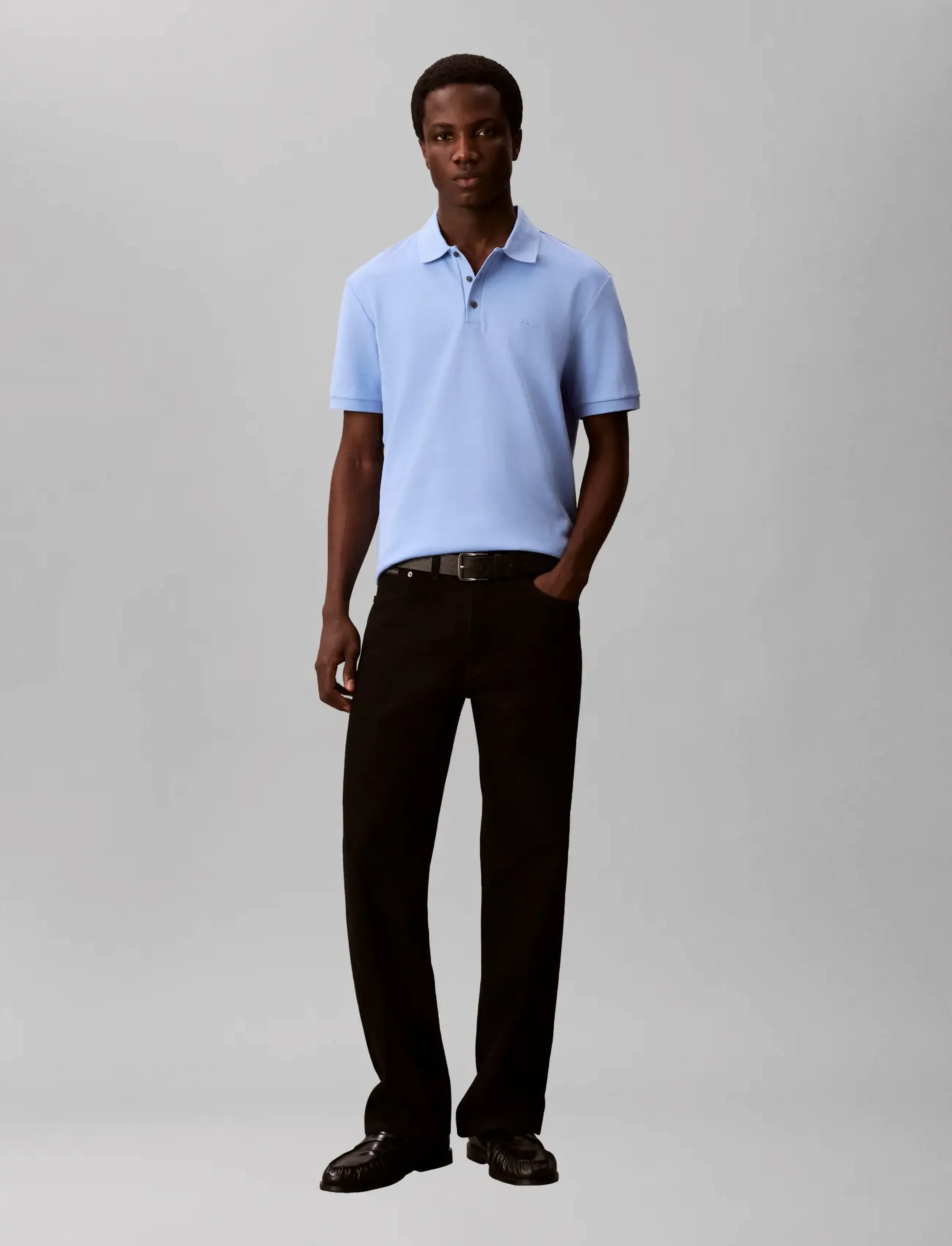 Calvin Klein SS TONAL STRIPE POLO - Polos - BLUE DESCENT / blue
