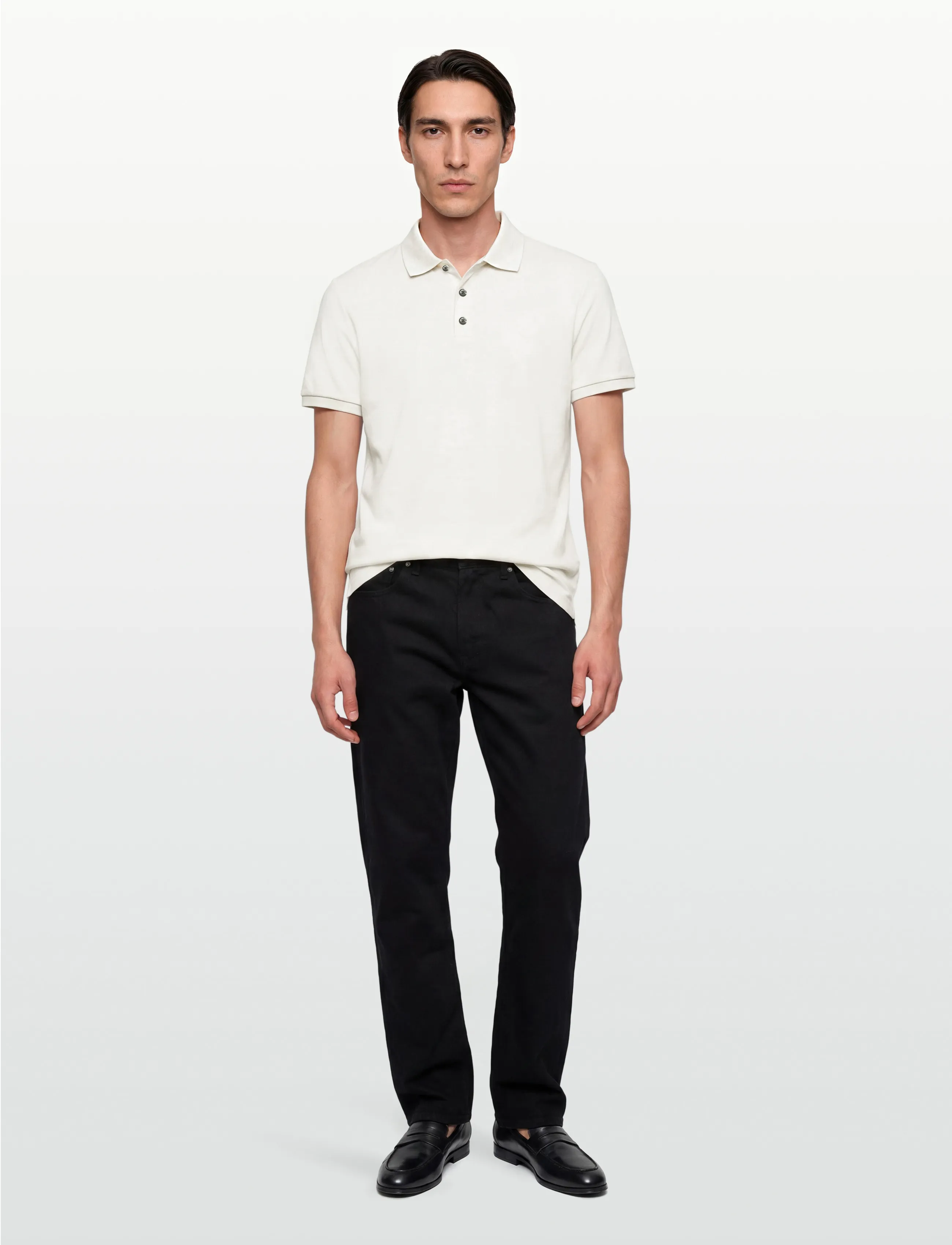 Calvin Klein Ss Tonal Stripe Polo, XL, Polos, Creme - Short-sleeved, Männerswear