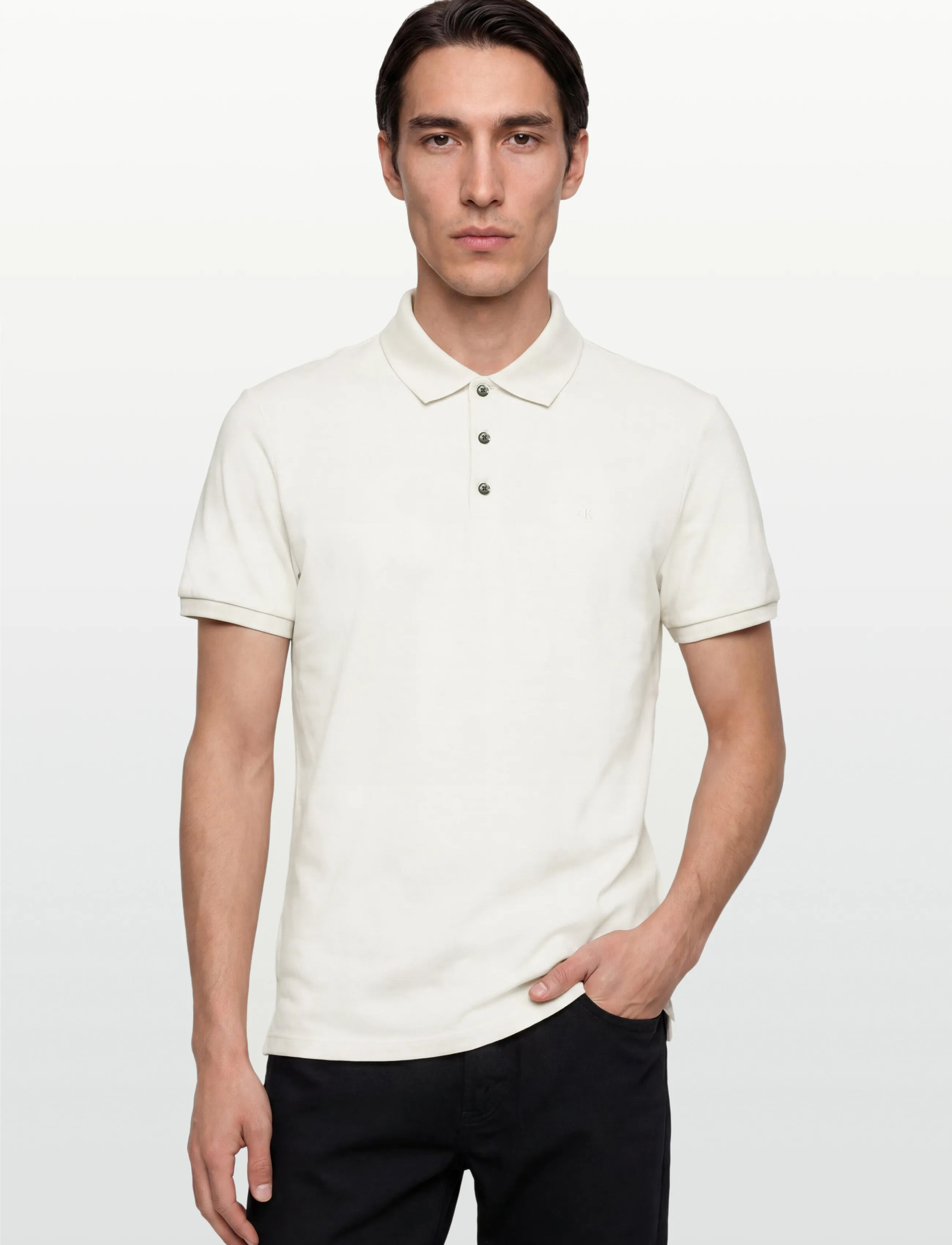 Calvin Klein - SS TONAL STRIPE POLO - kortærmede poloer - tofu - 3