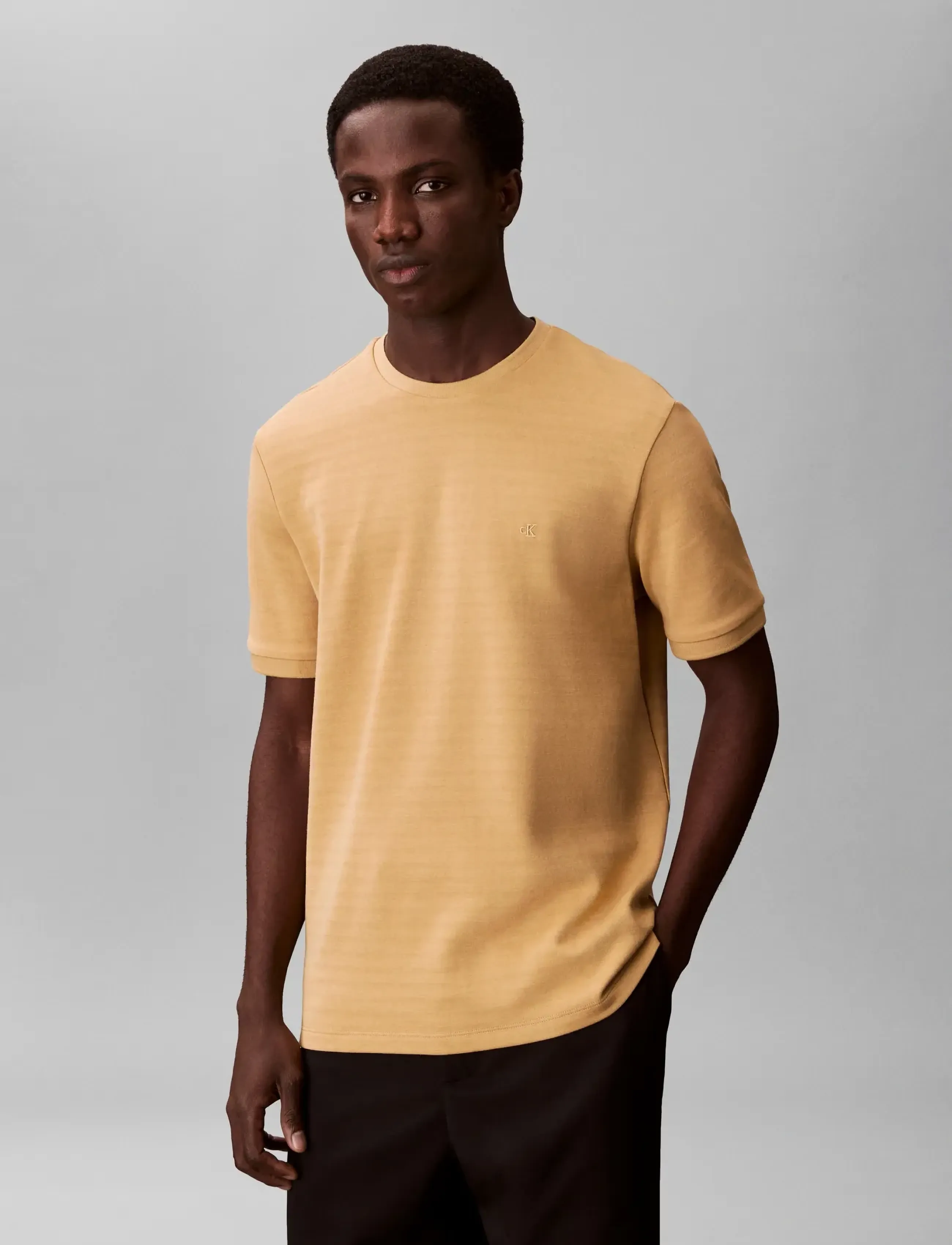 Calvin Klein - SS TONAL STRIPE CREWNK TEE - kortærmede t-shirts - antelope - 3