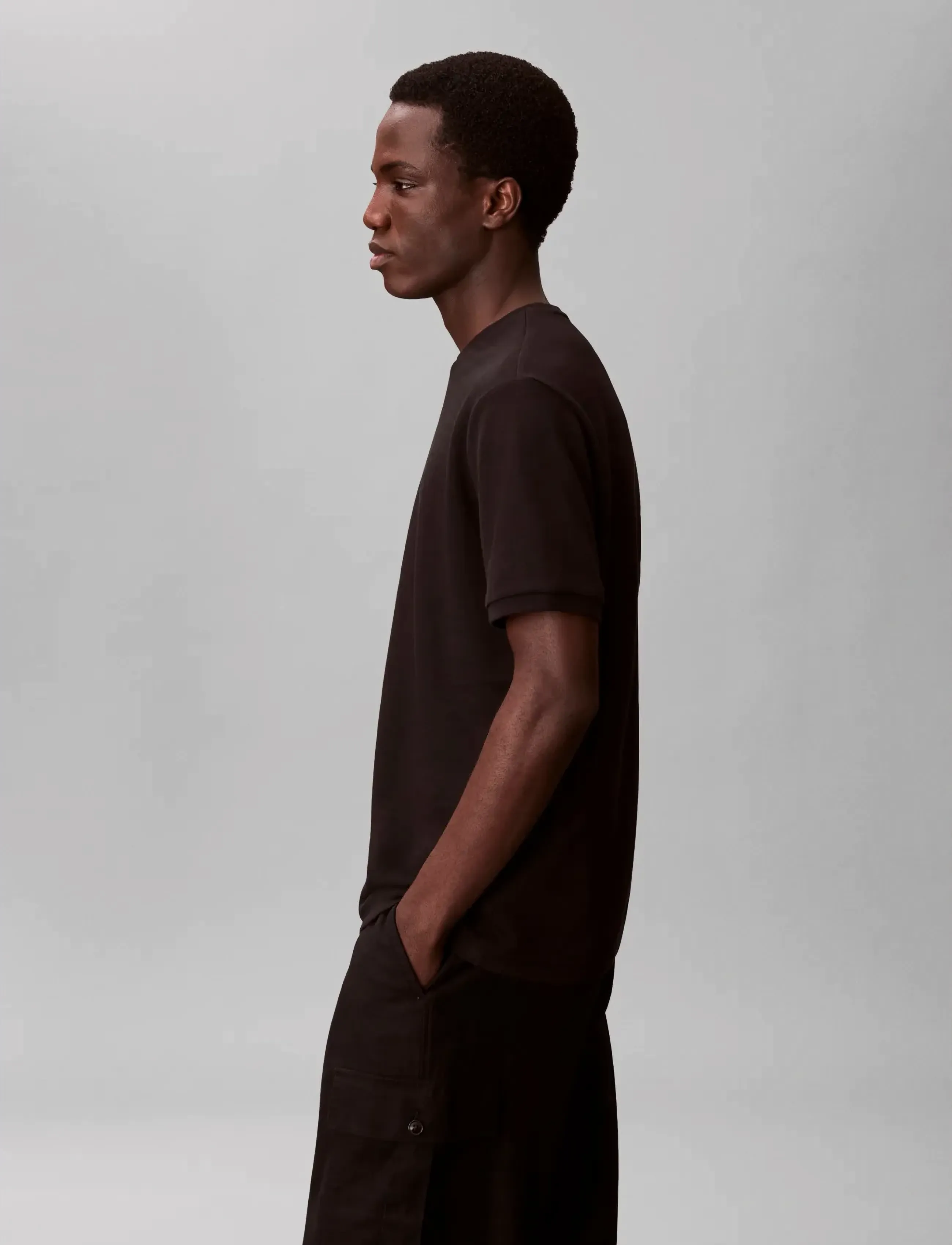 Calvin Klein - SS TONAL STRIPE CREWNK TEE - kortærmede t-shirts - black - 4