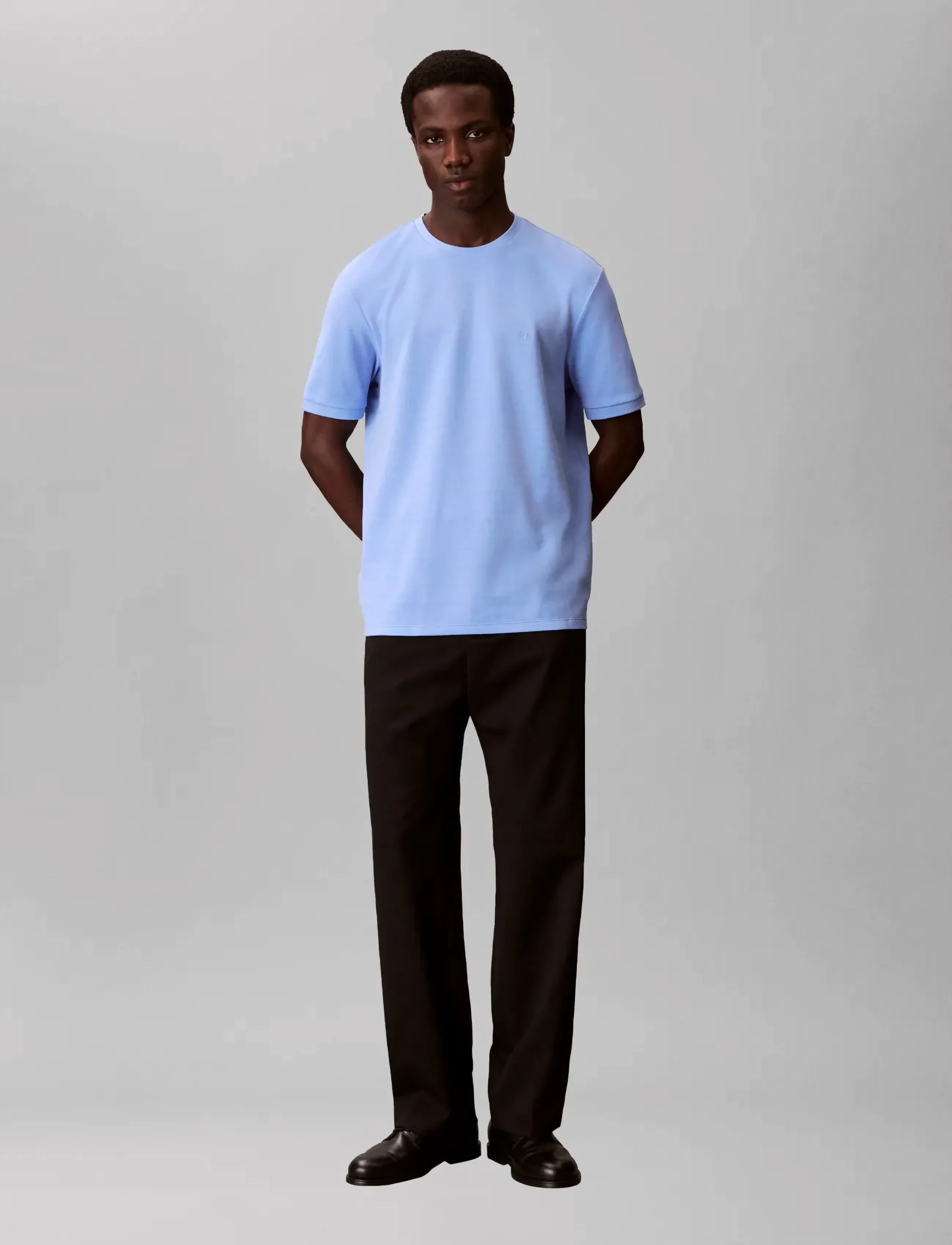 Calvin Klein SS TONAL STRIPE CREWNK TEE - Tøj - BLUE DESCENT / blue
