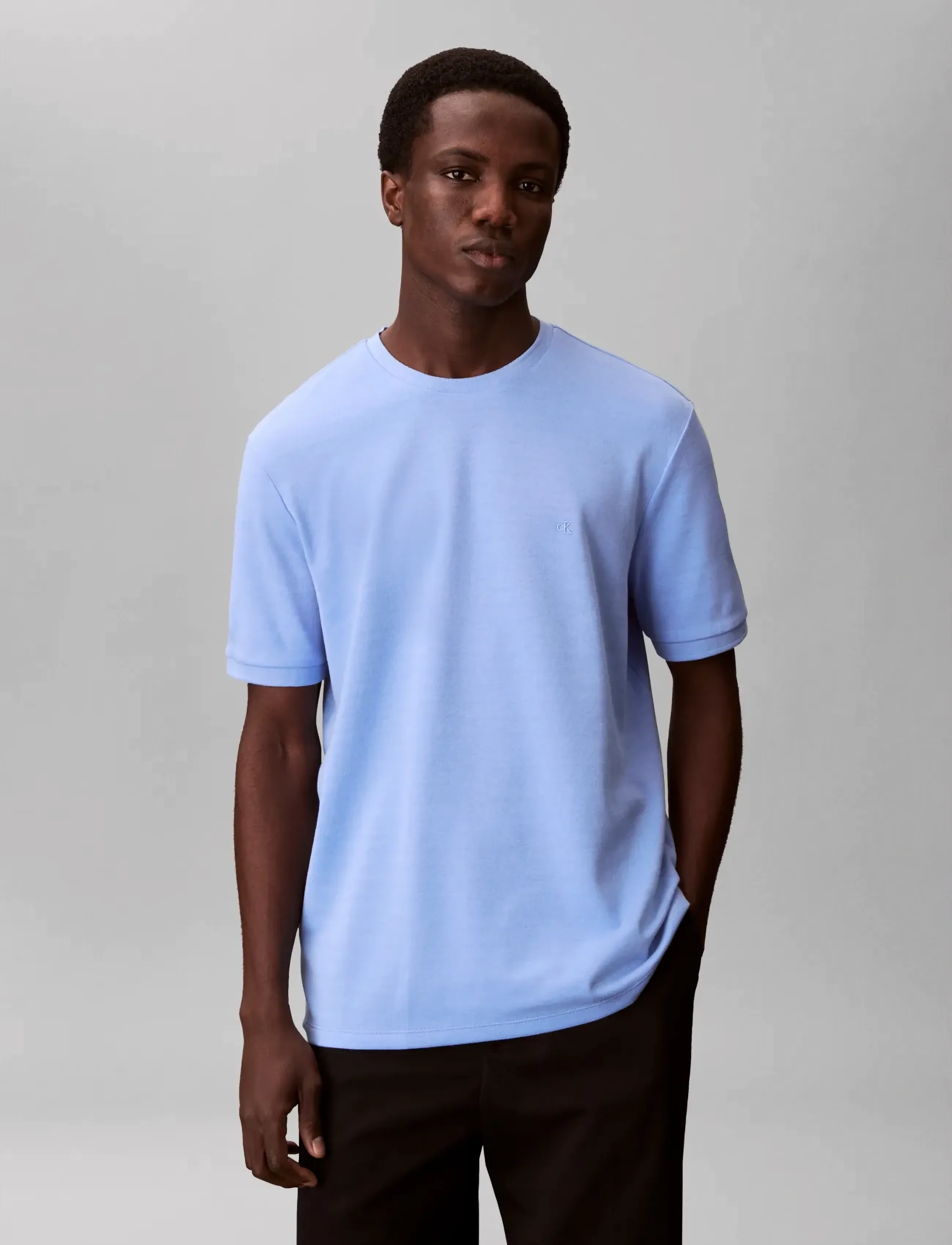 Calvin Klein - SS TONAL STRIPE CREWNK TEE - kortærmede t-shirts - blue descent - 3
