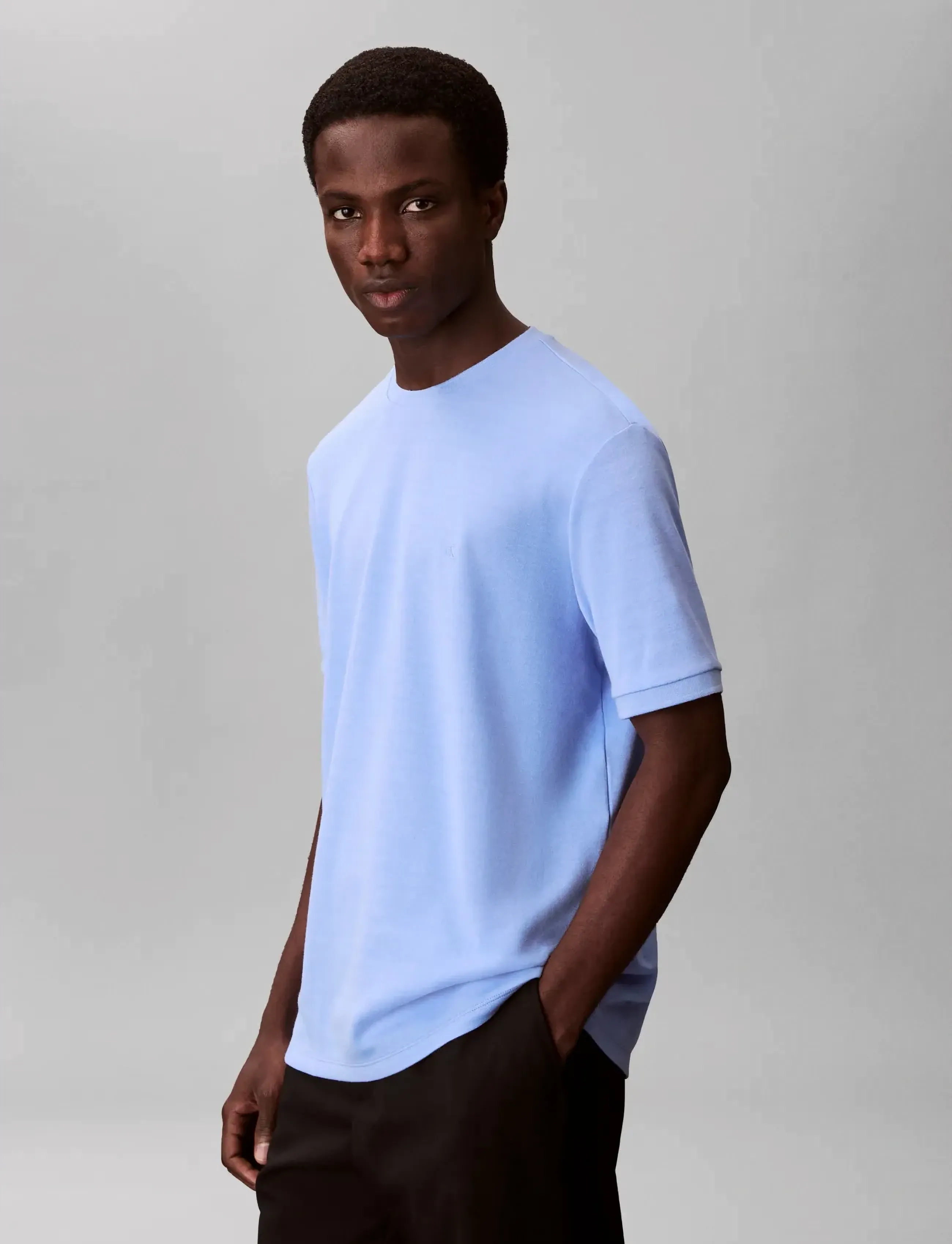 Calvin Klein - SS TONAL STRIPE CREWNK TEE - kortærmede t-shirts - blue descent - 4
