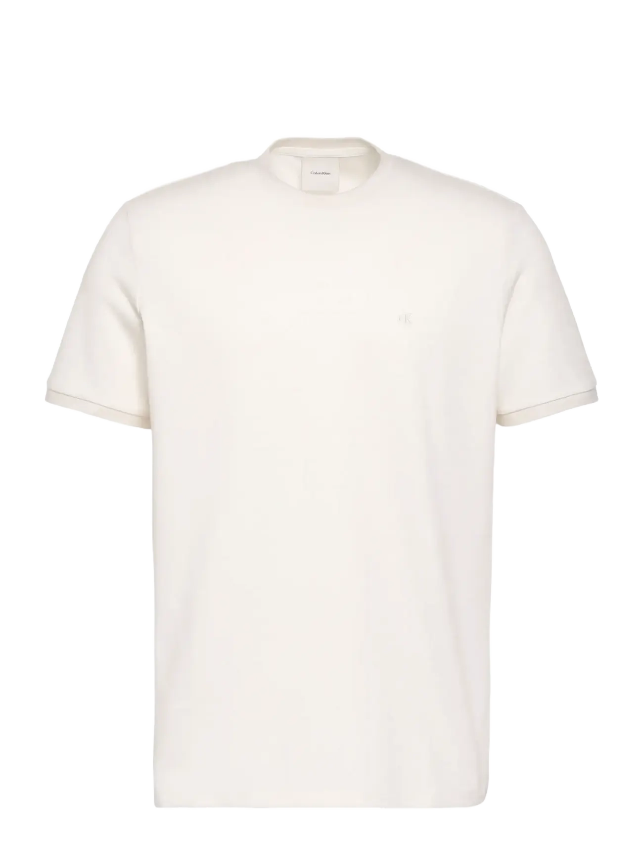 Calvin Klein SS TONAL STRIPE CREWNK TEE - Kläder - TOFU / cream