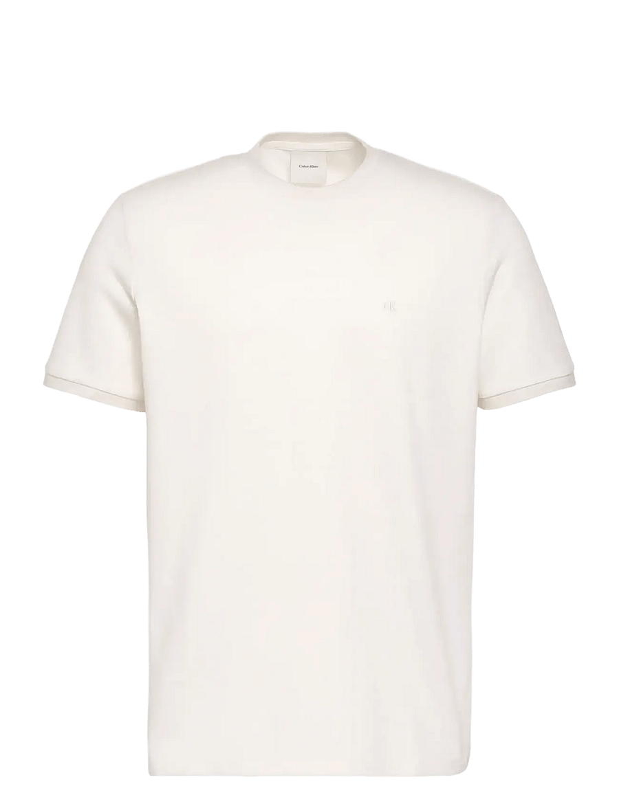 Calvin Klein - SS TONAL STRIPE CREWNK TEE - kurzärmelige t-shirts - tofu - 1