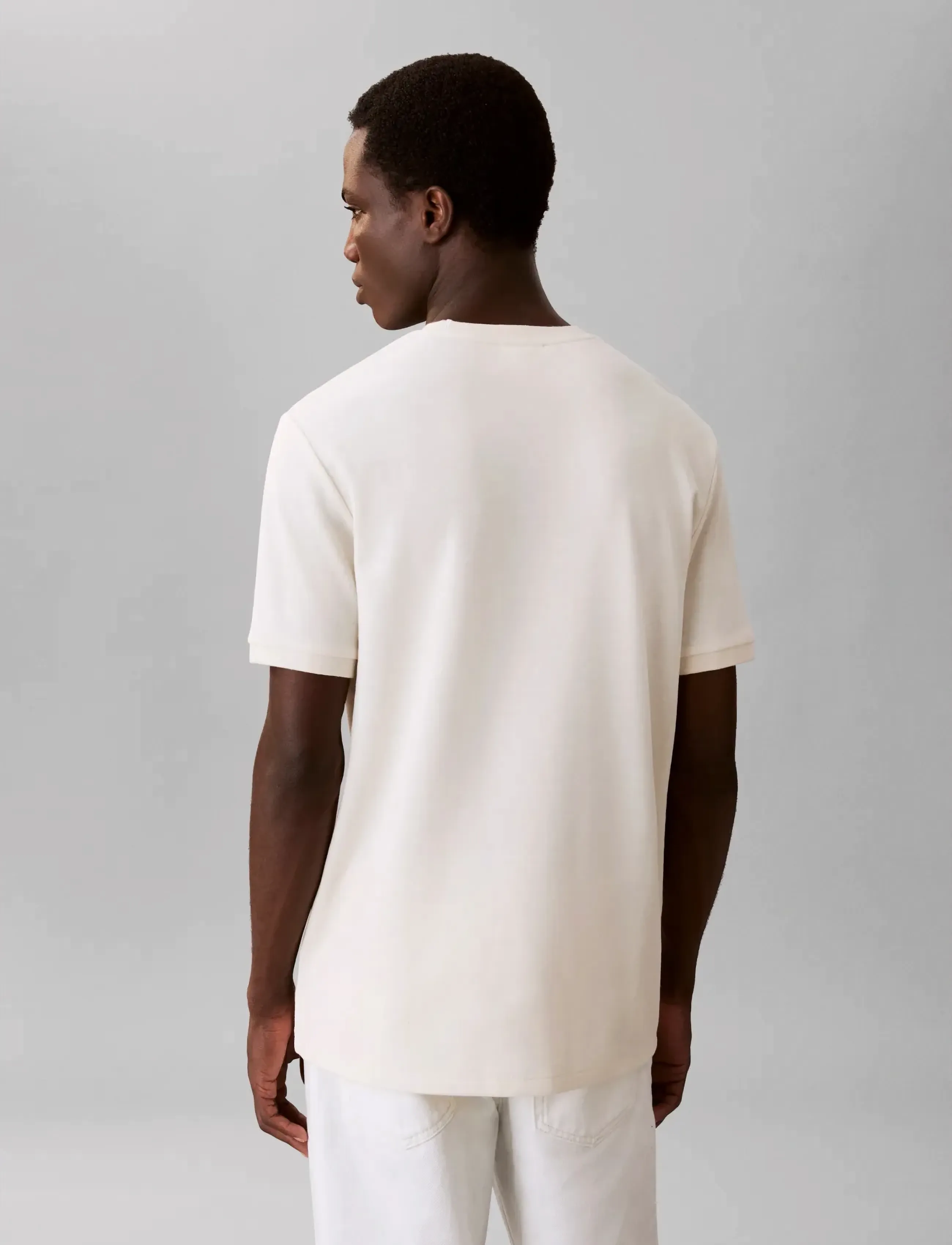 Calvin Klein - SS TONAL STRIPE CREWNK TEE - kortærmede t-shirts - tofu - 2