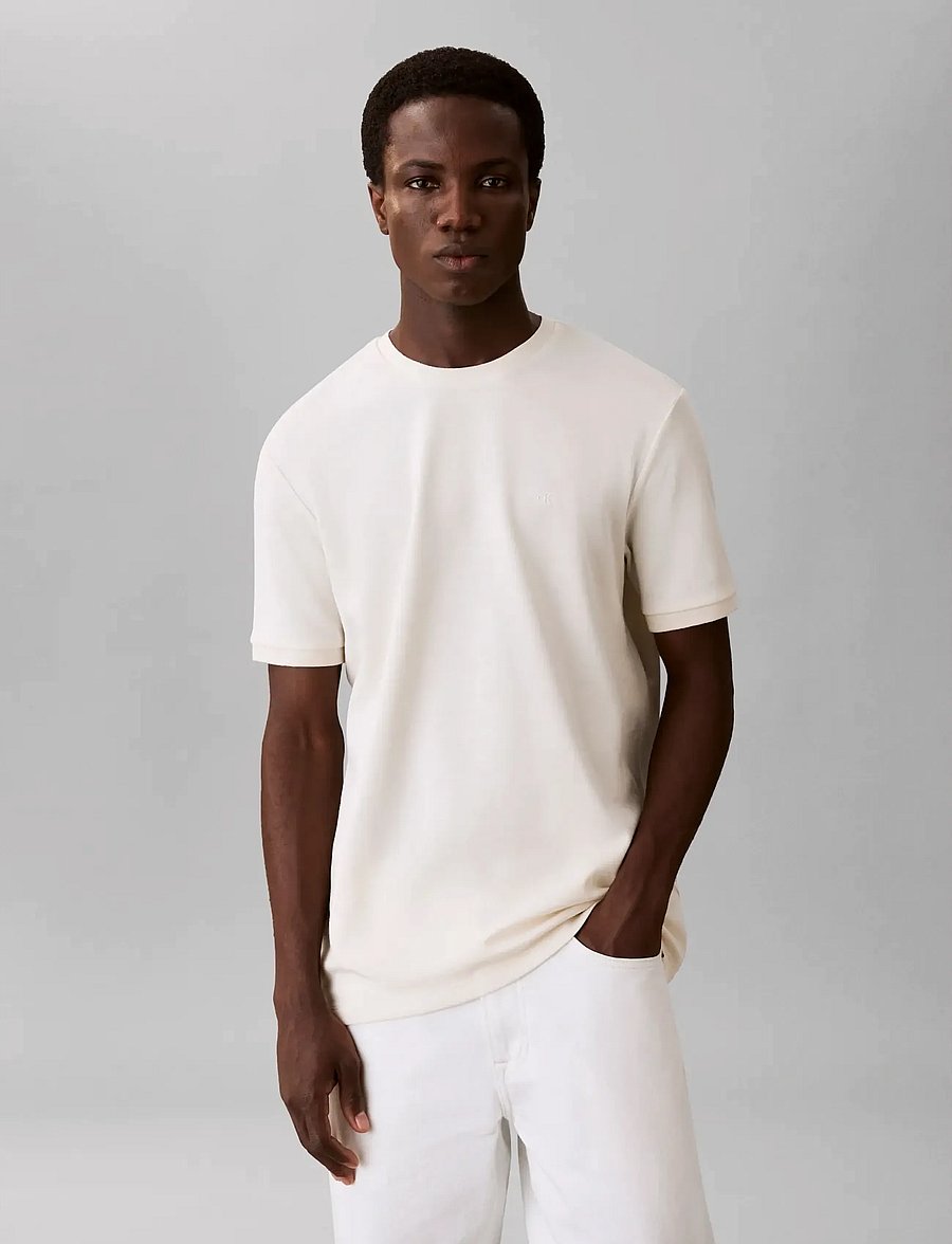 Calvin Klein - SS TONAL STRIPE CREWNK TEE - kurzärmelige t-shirts - tofu - 3