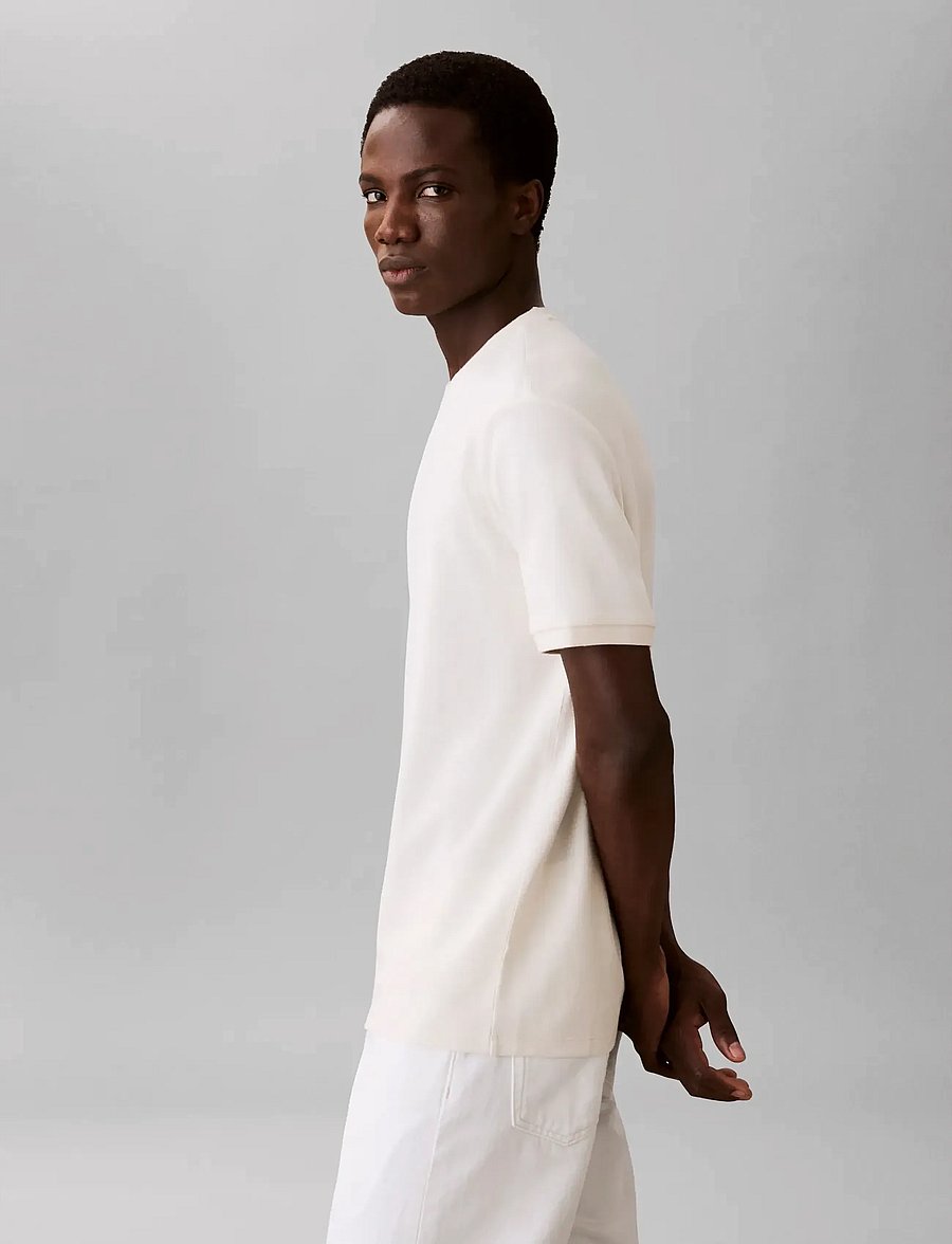 Calvin Klein - SS TONAL STRIPE CREWNK TEE - kurzärmelige t-shirts - tofu - 4