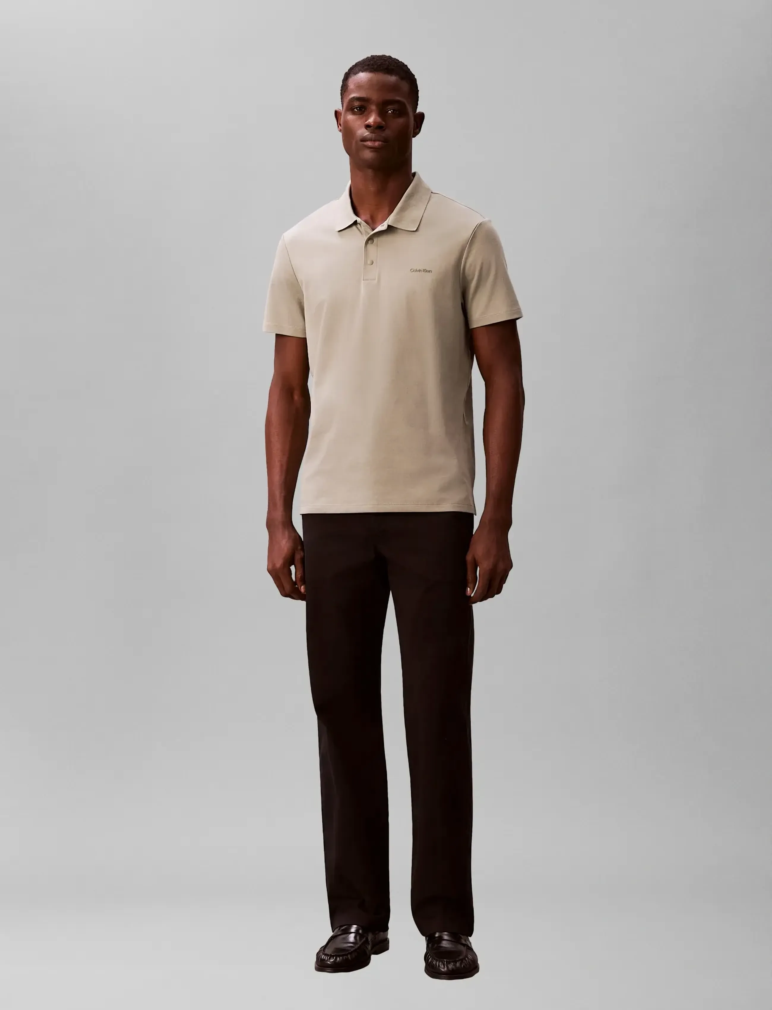 Calvin Klein SS TECH INTERLOCK POLO - Kurzärmelig - SHADOW / grey